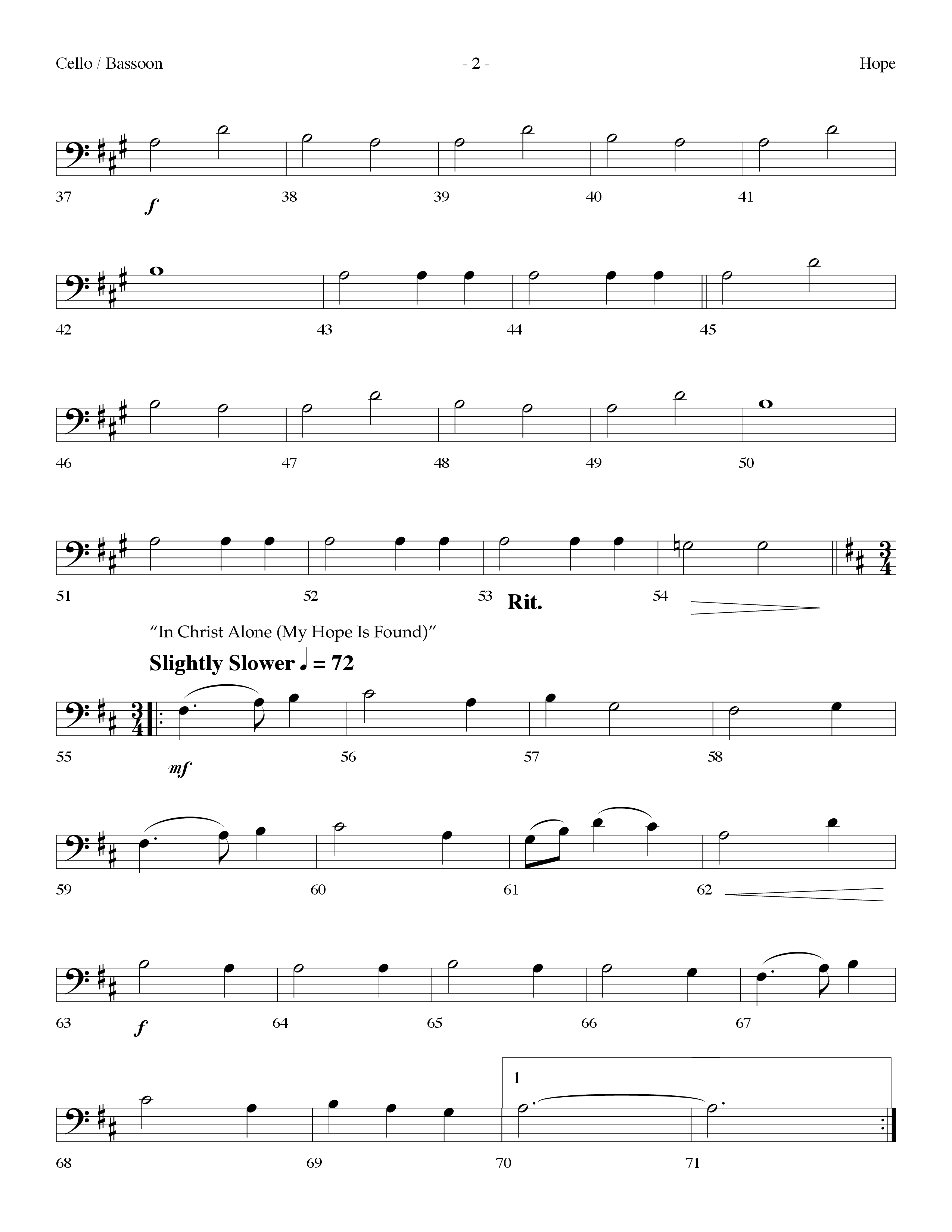 Hope Medley (with Cornerstone, In Christ Alone (My Hope Is Found), Come Behold The Wondrous Mystery) (Choral Anthem SATB) Cello (Lifeway Worship / Arr. Dennis Allen)