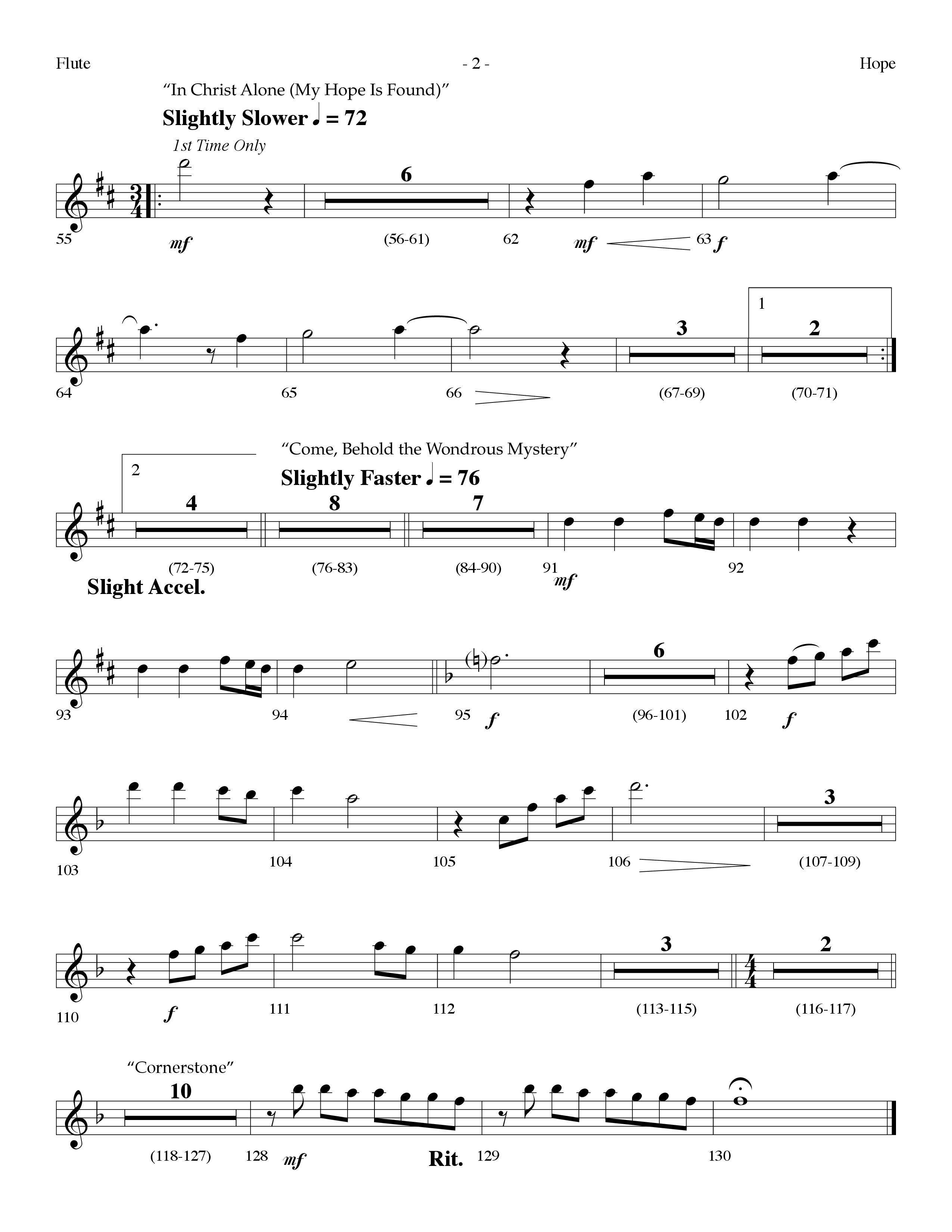 Hope Medley (with Cornerstone, In Christ Alone (My Hope Is Found), Come Behold The Wondrous Mystery) (Choral Anthem SATB) Flute (Lifeway Worship / Arr. Dennis Allen)