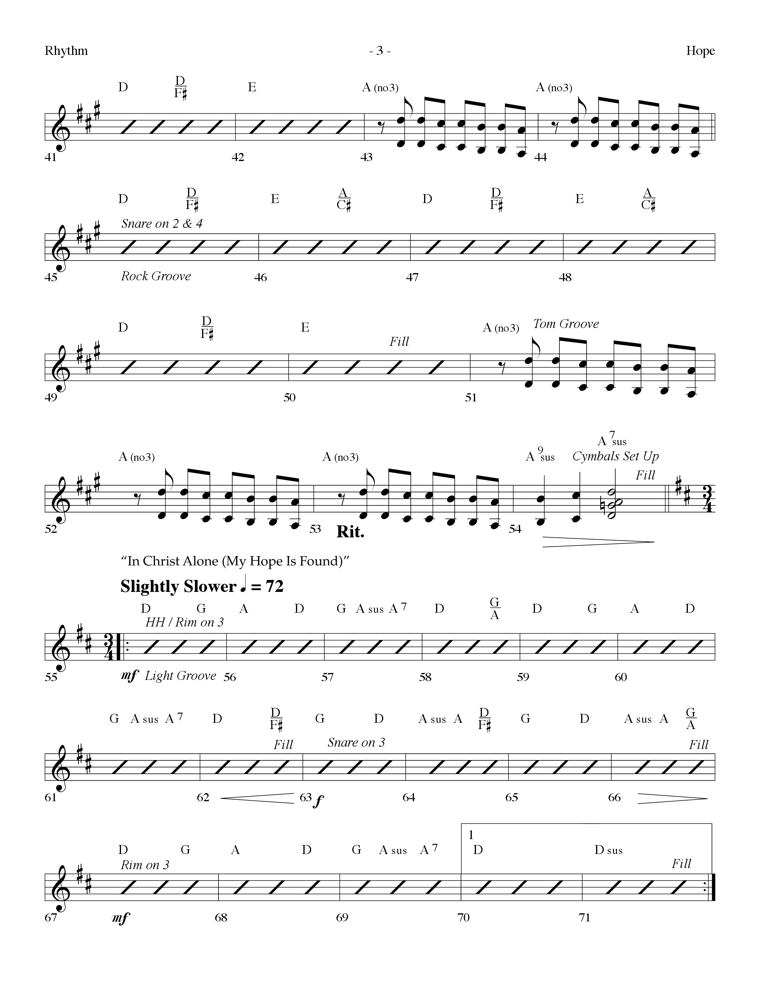 Hope Medley (with Cornerstone, In Christ Alone (My Hope Is Found), Come Behold The Wondrous Mystery) (Choral Anthem SATB) Rhythm Chart (Lifeway Worship / Arr. Dennis Allen)