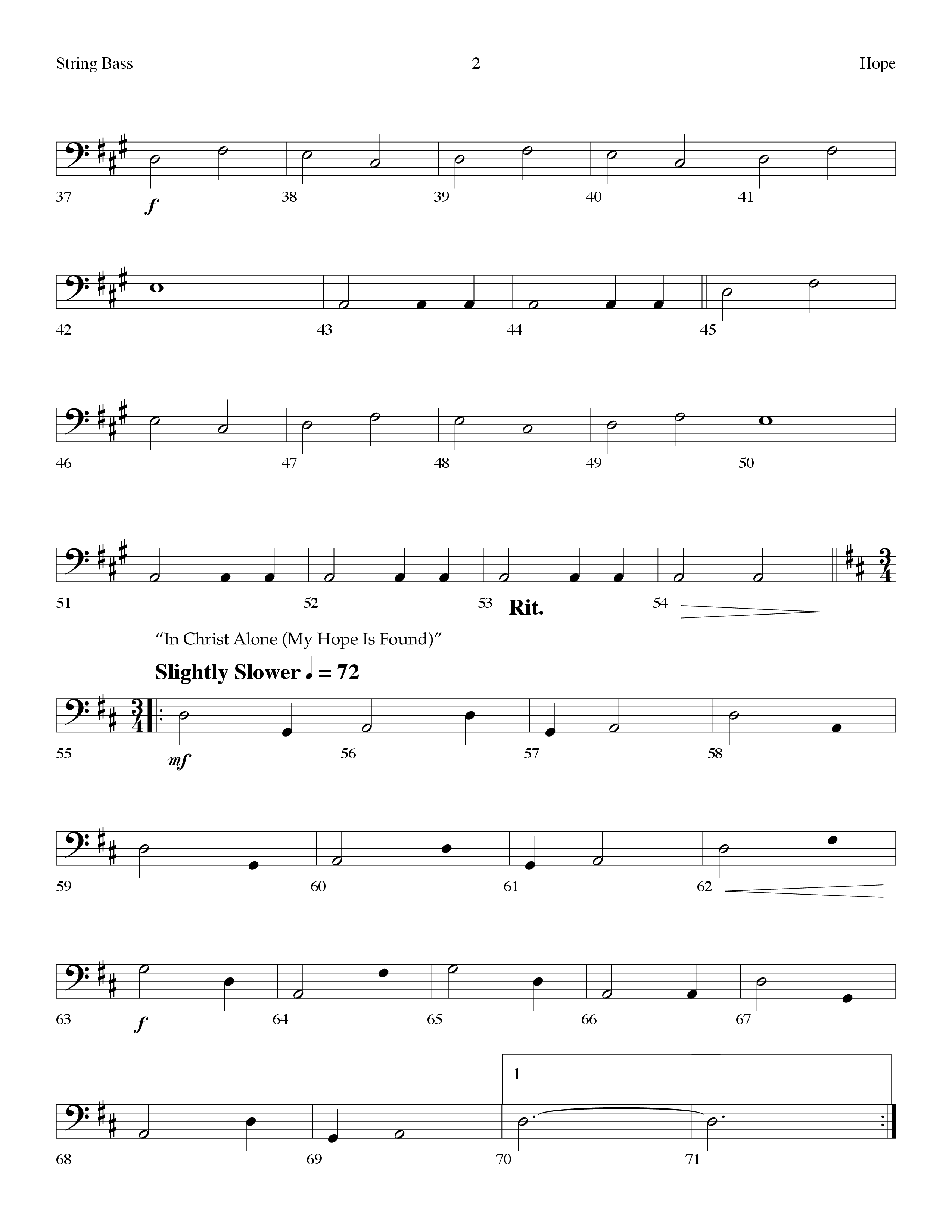 Hope Medley (with Cornerstone, In Christ Alone (My Hope Is Found), Come Behold The Wondrous Mystery) (Choral Anthem SATB) String Bass (Lifeway Worship / Arr. Dennis Allen)