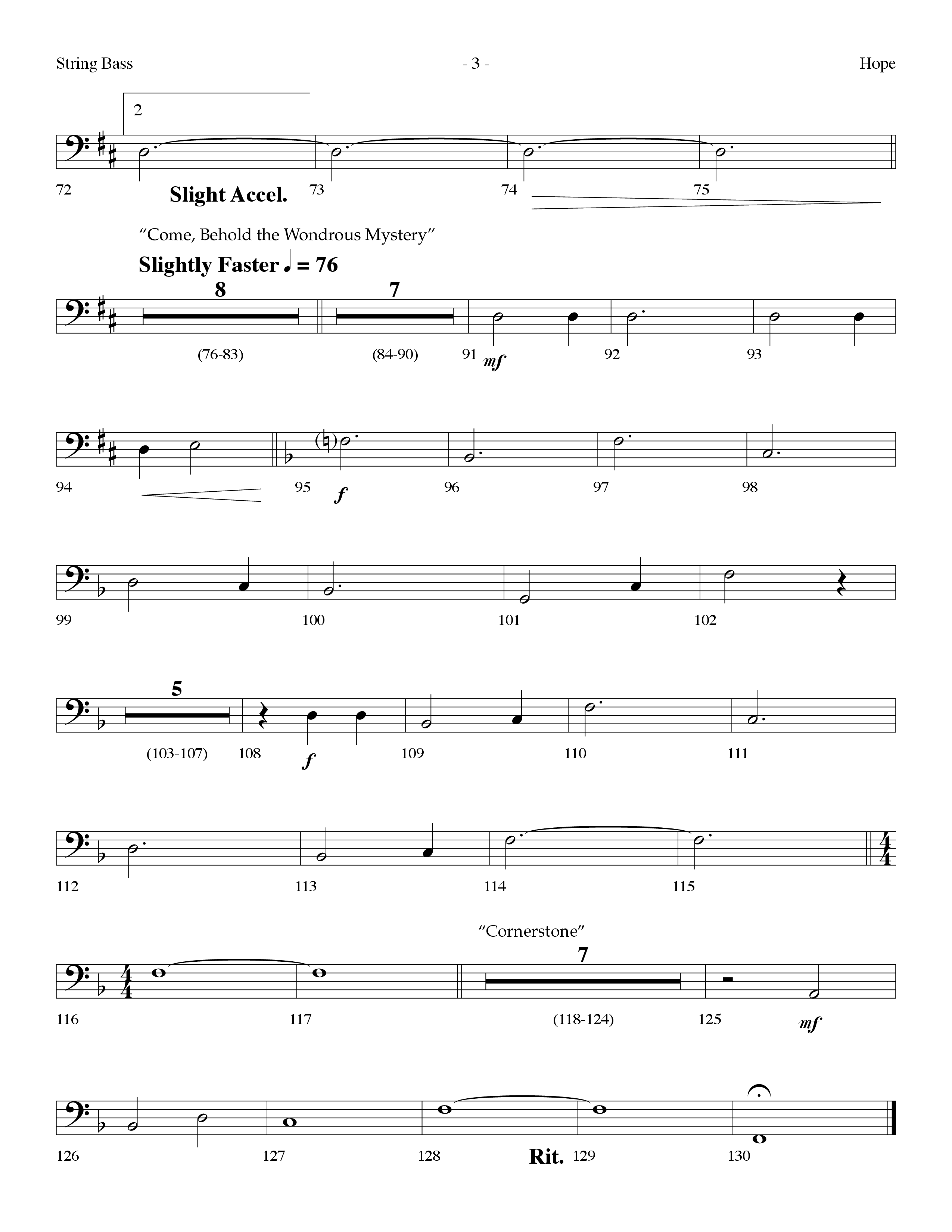 Hope Medley (with Cornerstone, In Christ Alone (My Hope Is Found), Come Behold The Wondrous Mystery) (Choral Anthem SATB) String Bass (Lifeway Worship / Arr. Dennis Allen)