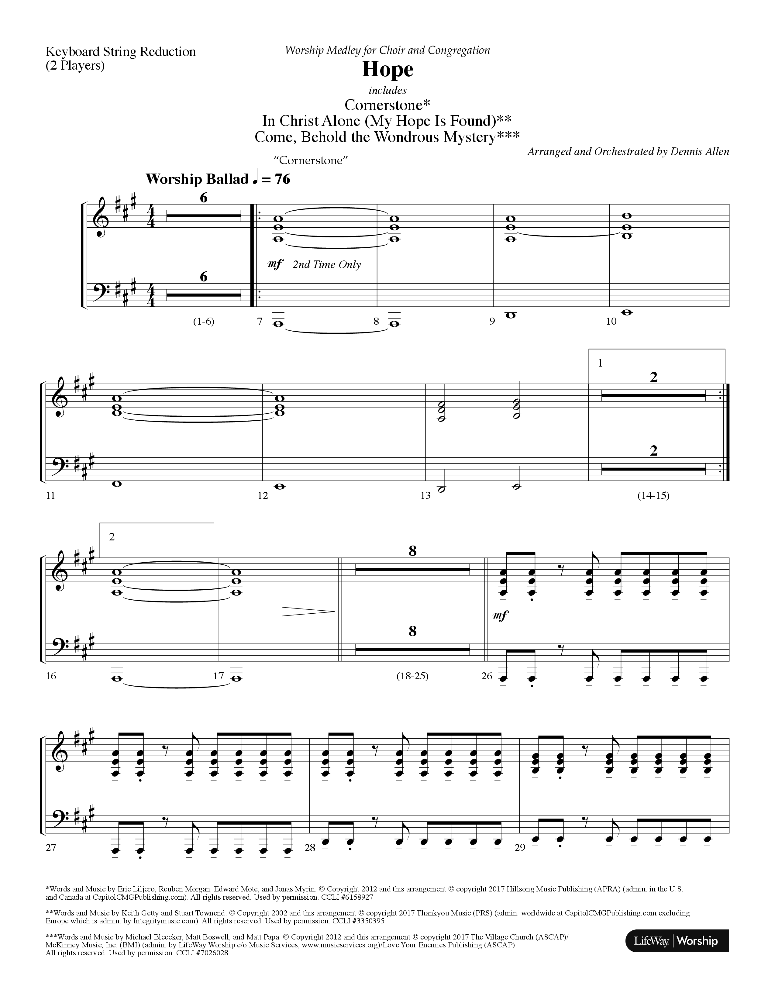 Hope Medley (with Cornerstone, In Christ Alone (My Hope Is Found), Come Behold The Wondrous Mystery) (Choral Anthem SATB) String Reduction (Lifeway Worship / Arr. Dennis Allen)