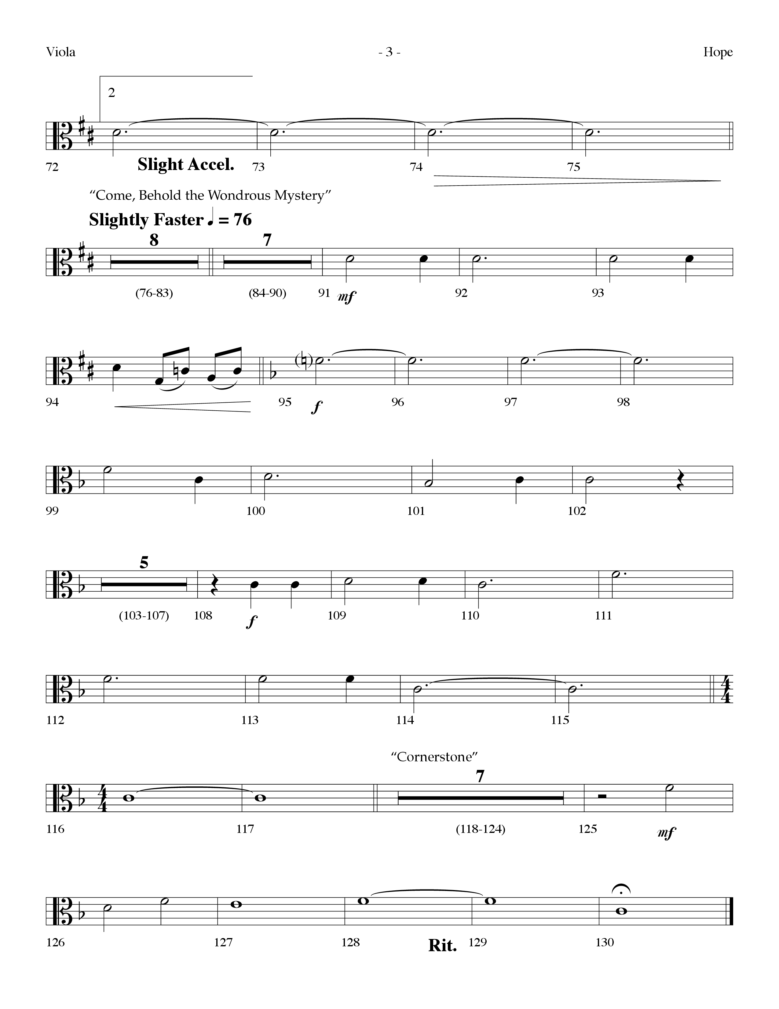 Hope Medley (with Cornerstone, In Christ Alone (My Hope Is Found), Come Behold The Wondrous Mystery) (Choral Anthem SATB) Viola (Lifeway Worship / Arr. Dennis Allen)