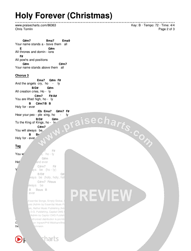 Holy Forever (Christmas) Chords & Lyrics (Chris Tomlin)