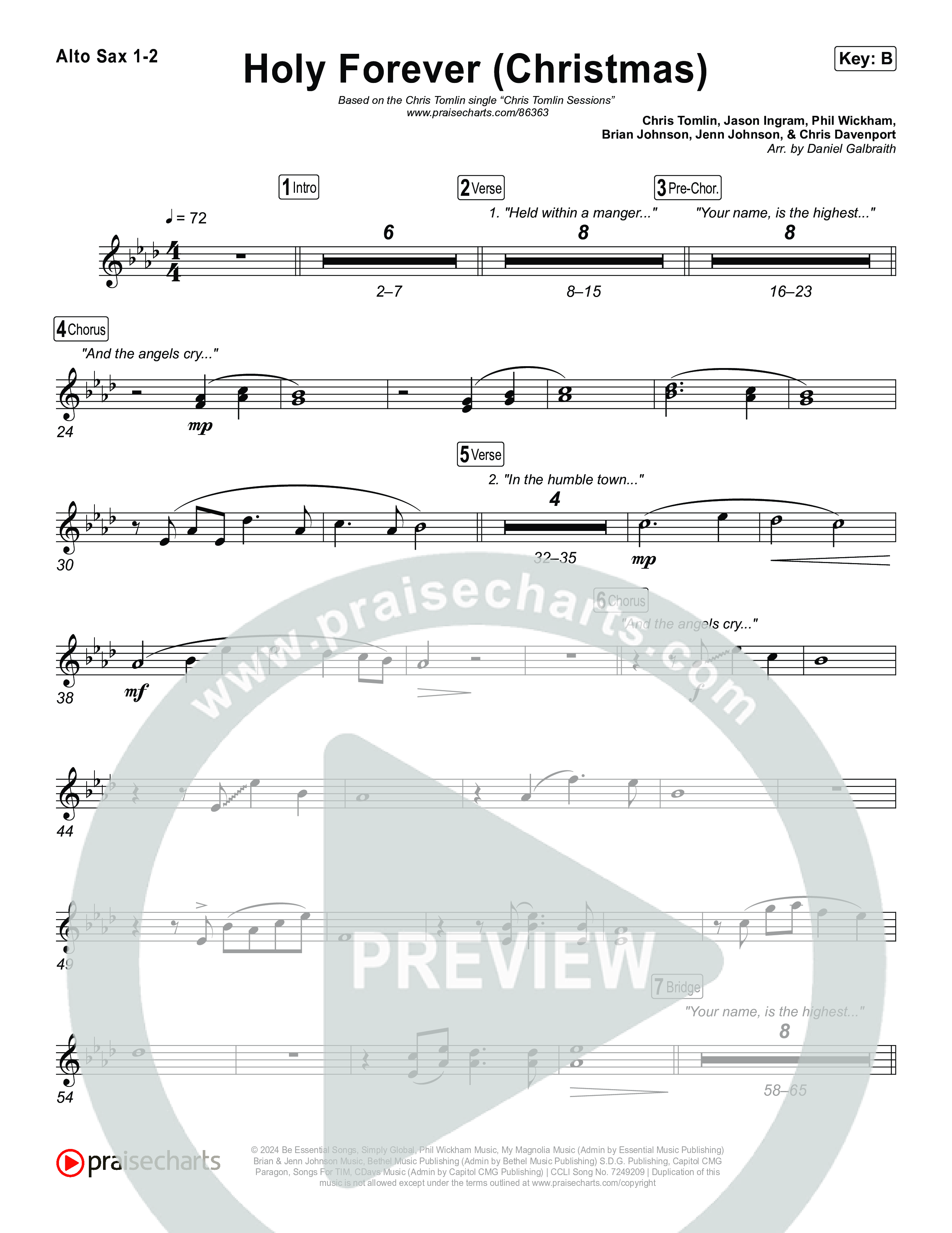 Holy Forever (Christmas) Alto Sax 1,2 (Chris Tomlin)