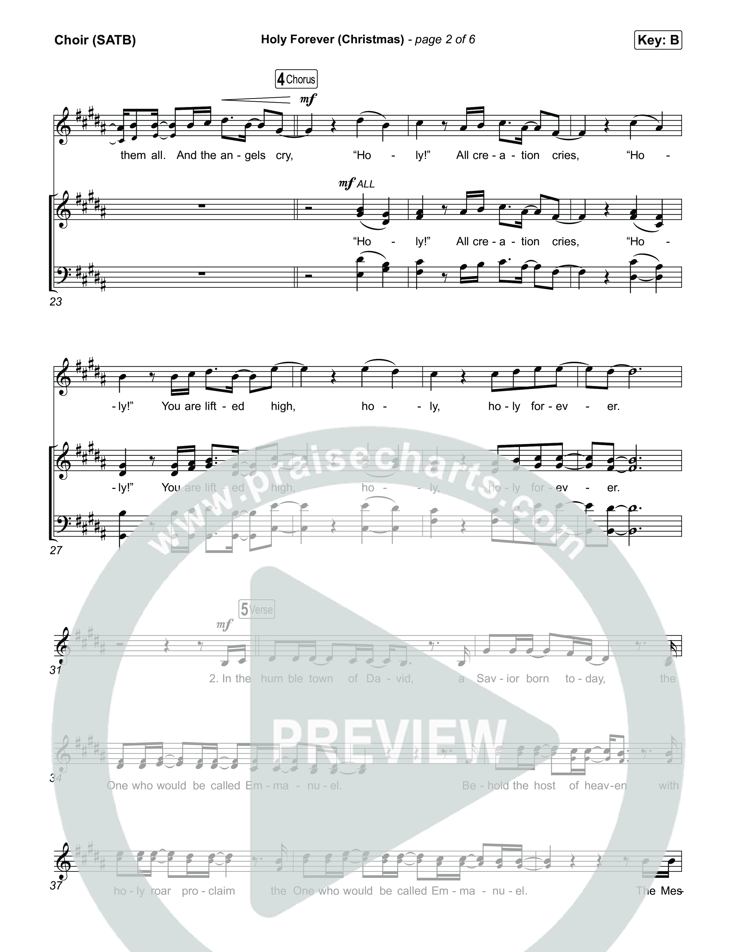 Holy Forever (Christmas) Choir Sheet (SATB) (Chris Tomlin)