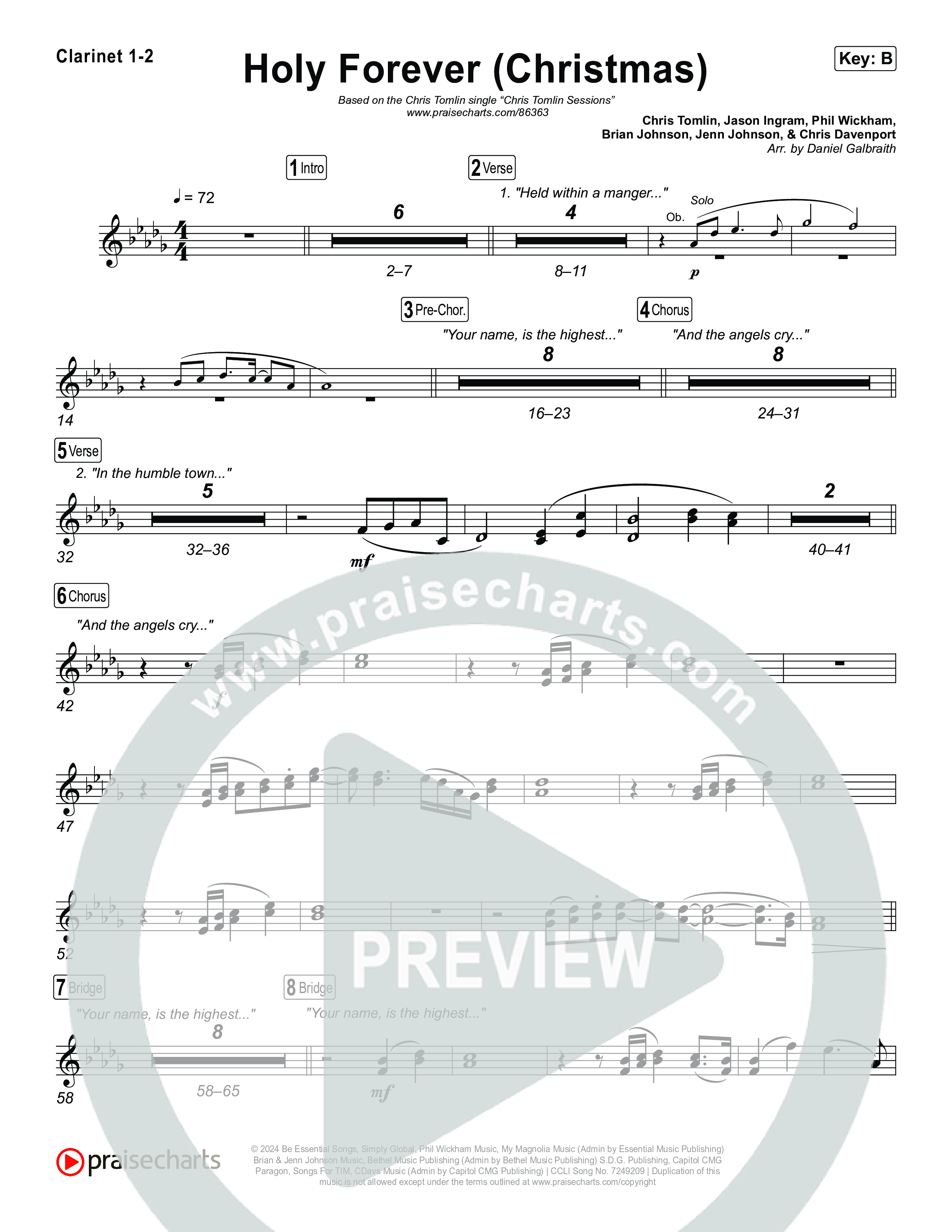 Holy Forever (Christmas) Clarinet 1,2 (Chris Tomlin)
