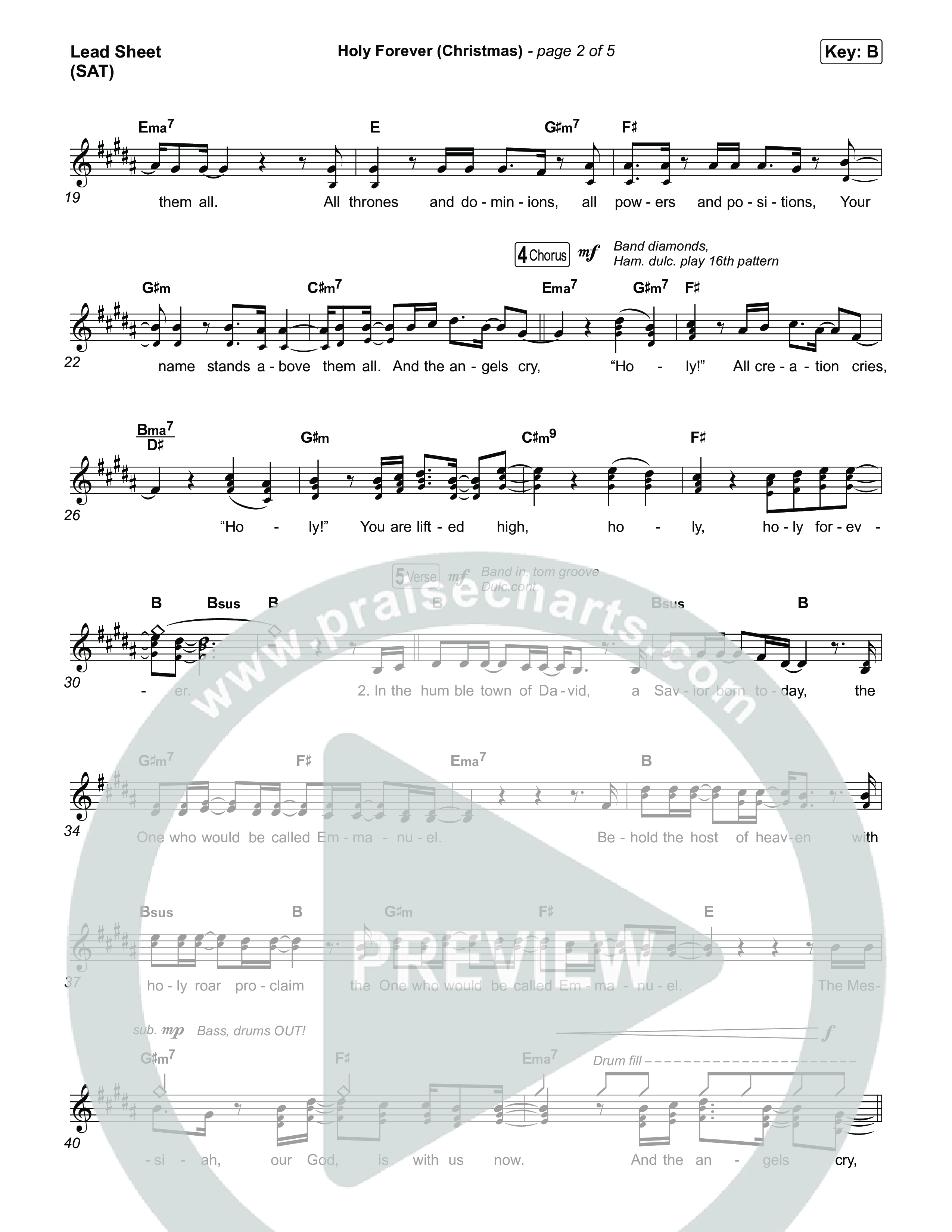 Holy Forever (Christmas) Lead Sheet (SAT) (Chris Tomlin)