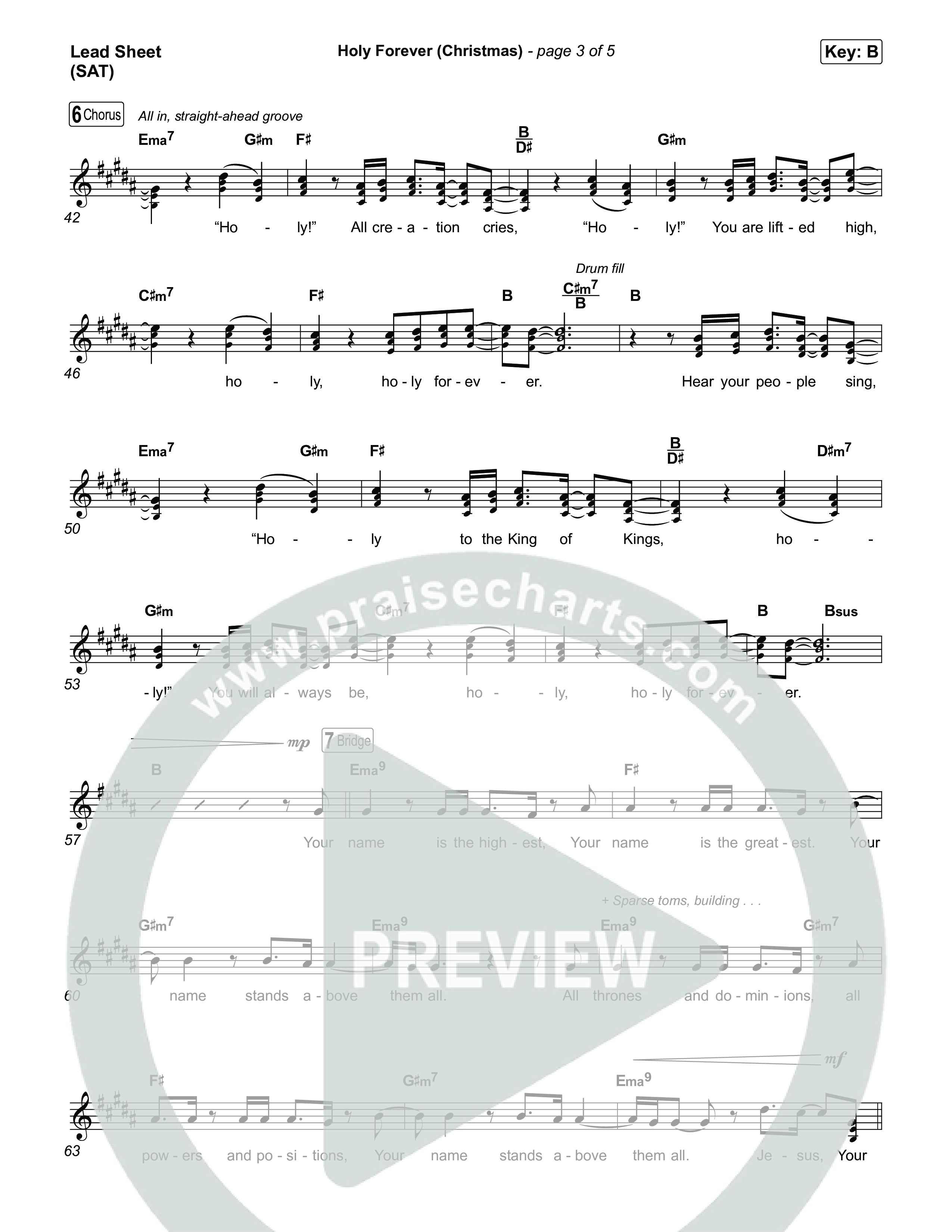 Holy Forever (Christmas) Lead Sheet (SAT) (Chris Tomlin)