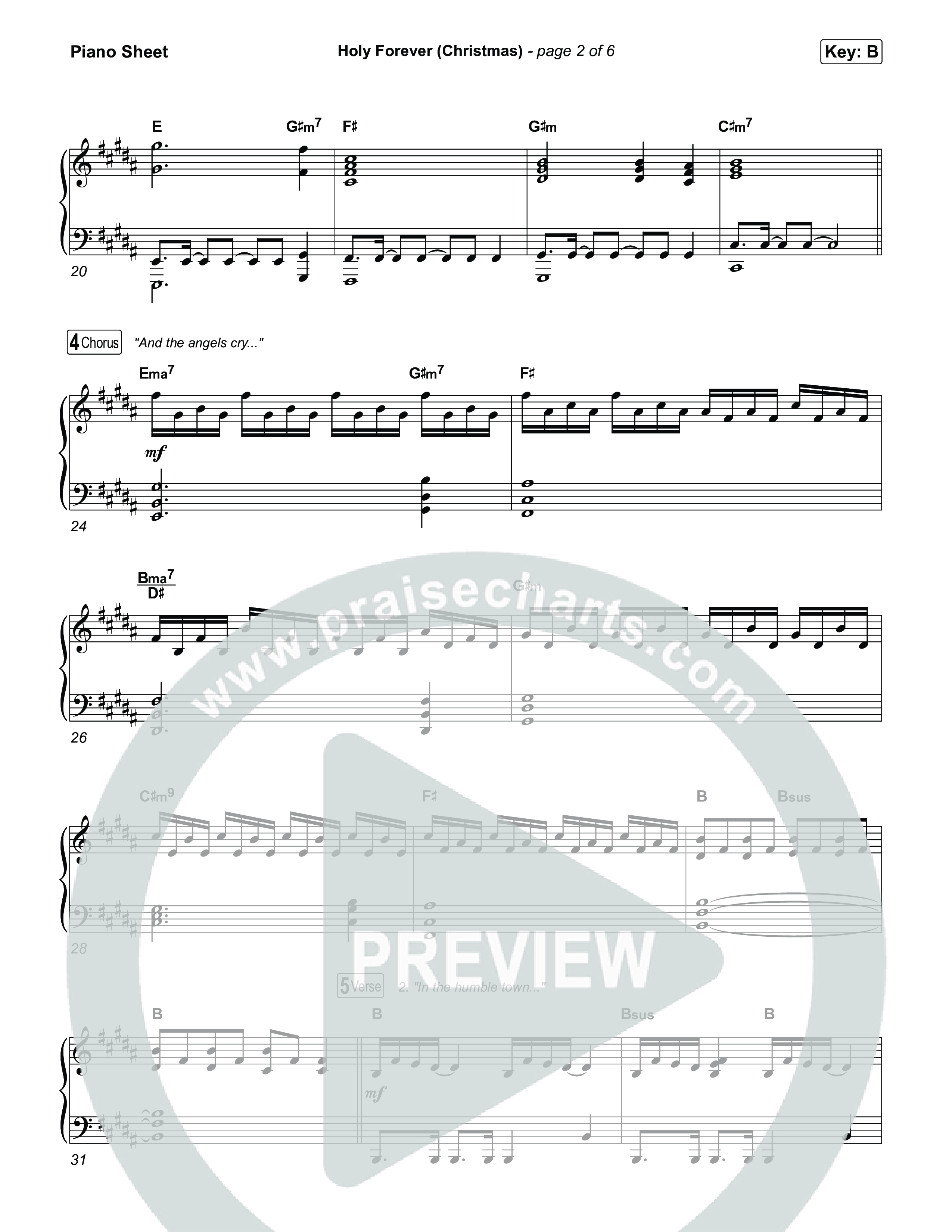 Holy Forever (Christmas) Piano Sheet (Chris Tomlin)