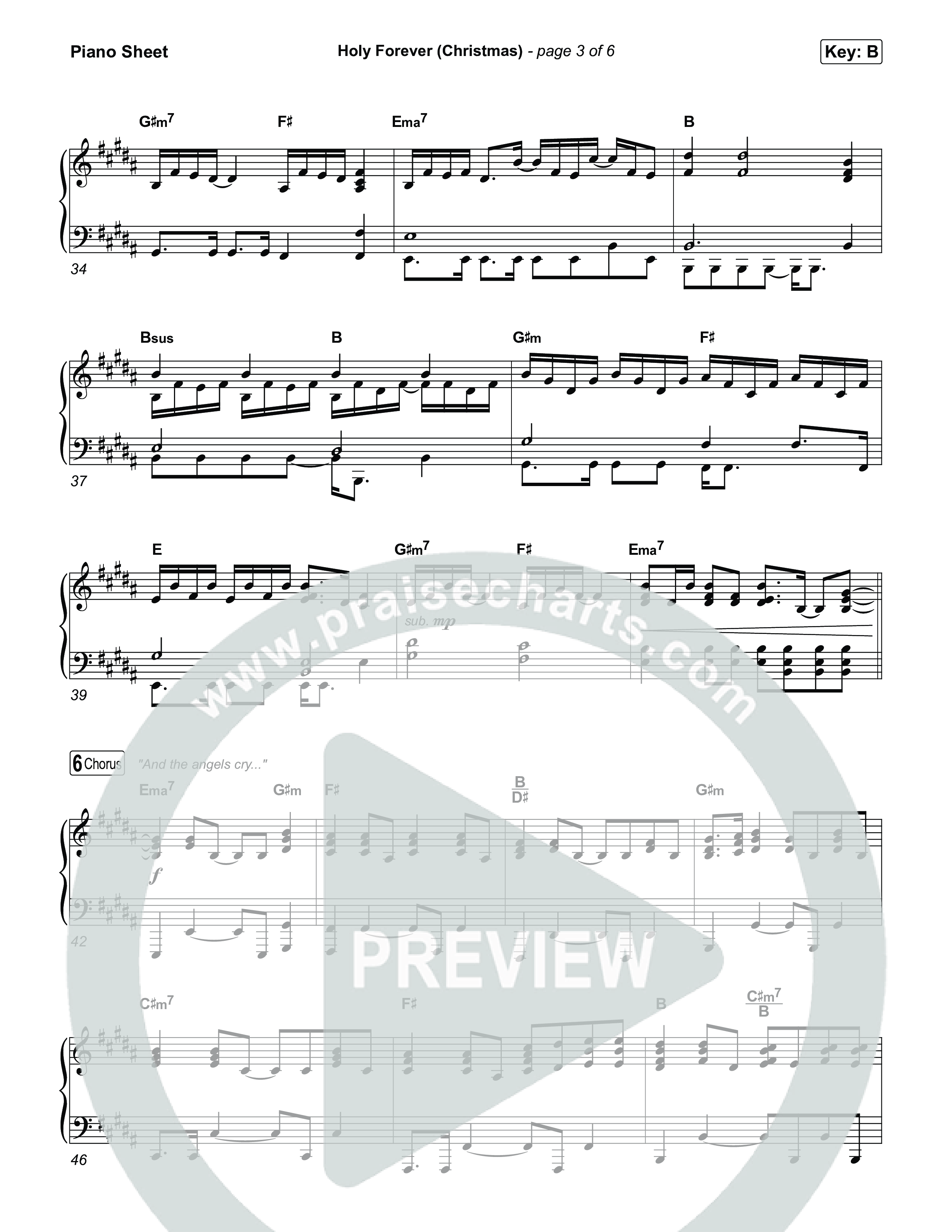 Holy Forever (Christmas) Piano Sheet (Chris Tomlin)