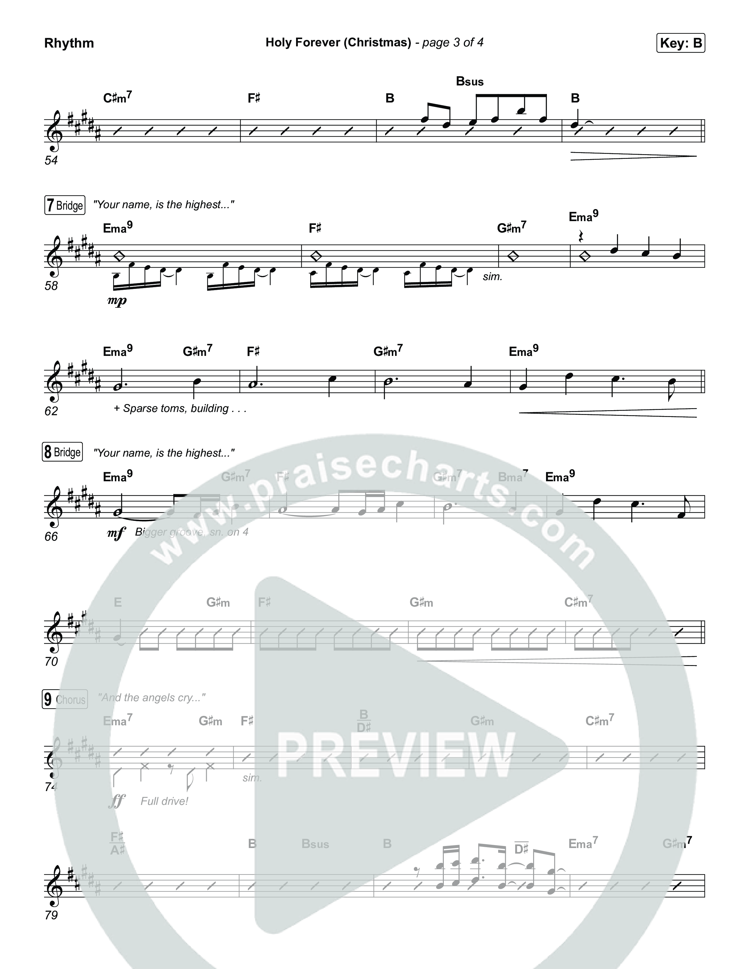 Holy Forever (Christmas) Rhythm Chart (Chris Tomlin)