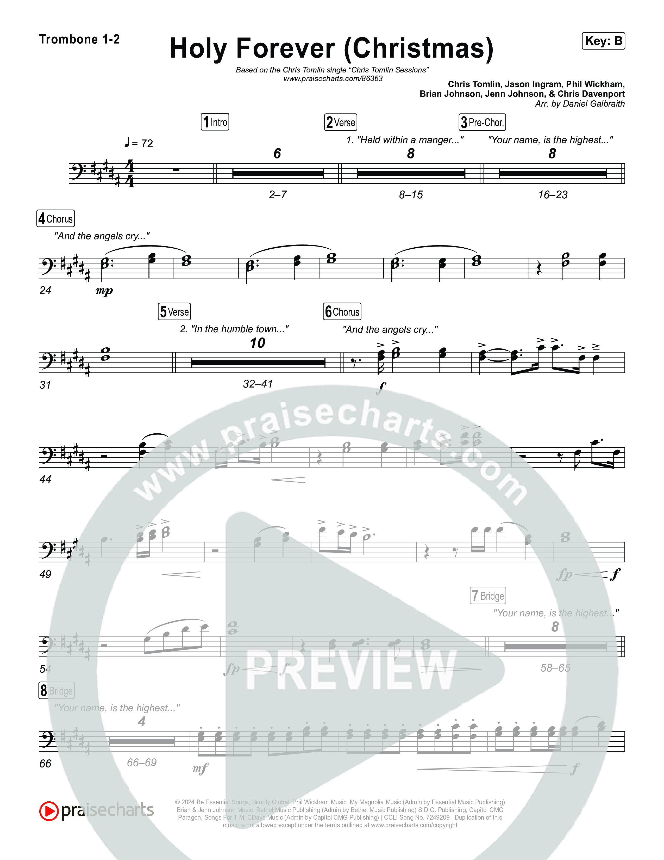 Holy Forever (Christmas) Trombone 1/2 (Chris Tomlin)