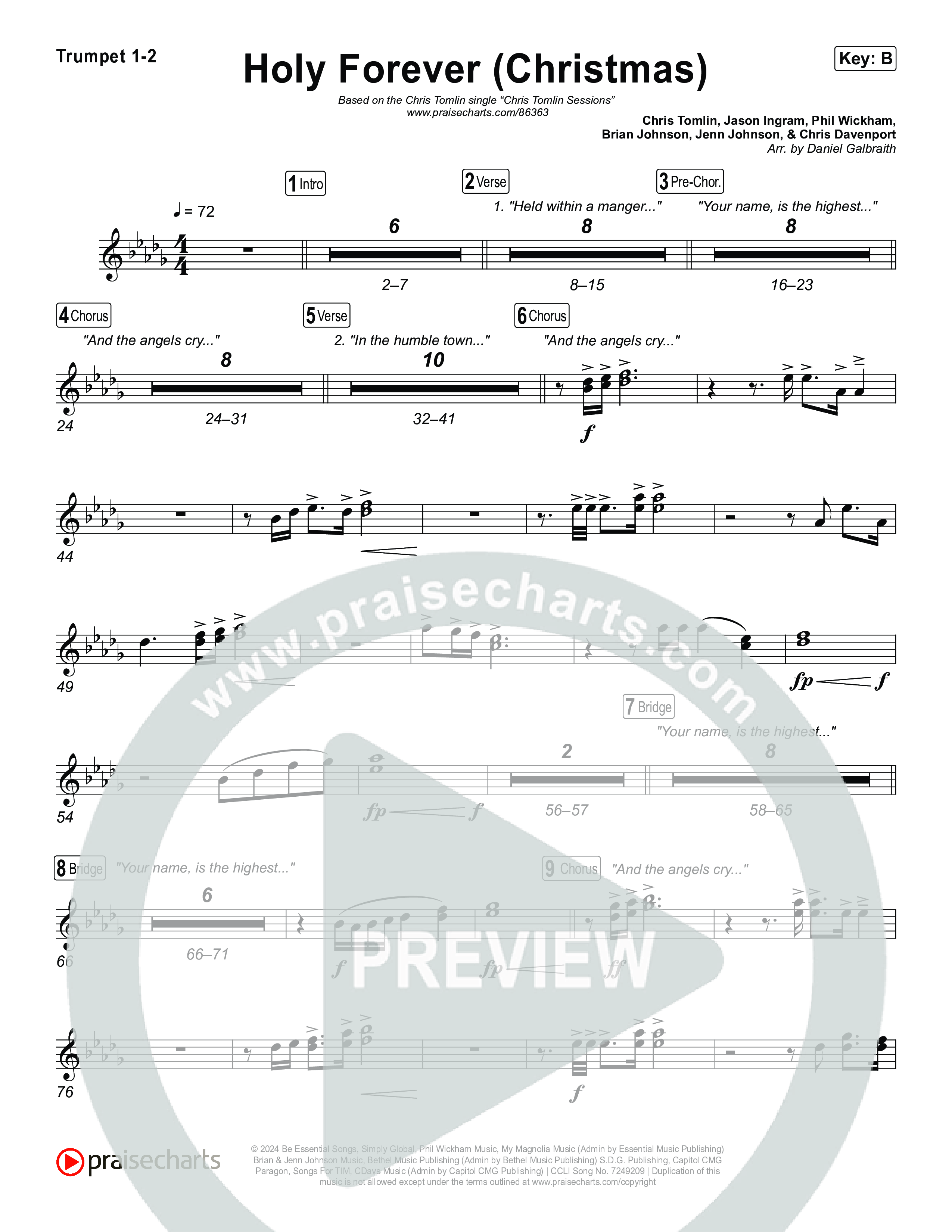 Holy Forever (Christmas) Trumpet 1,2 (Chris Tomlin)