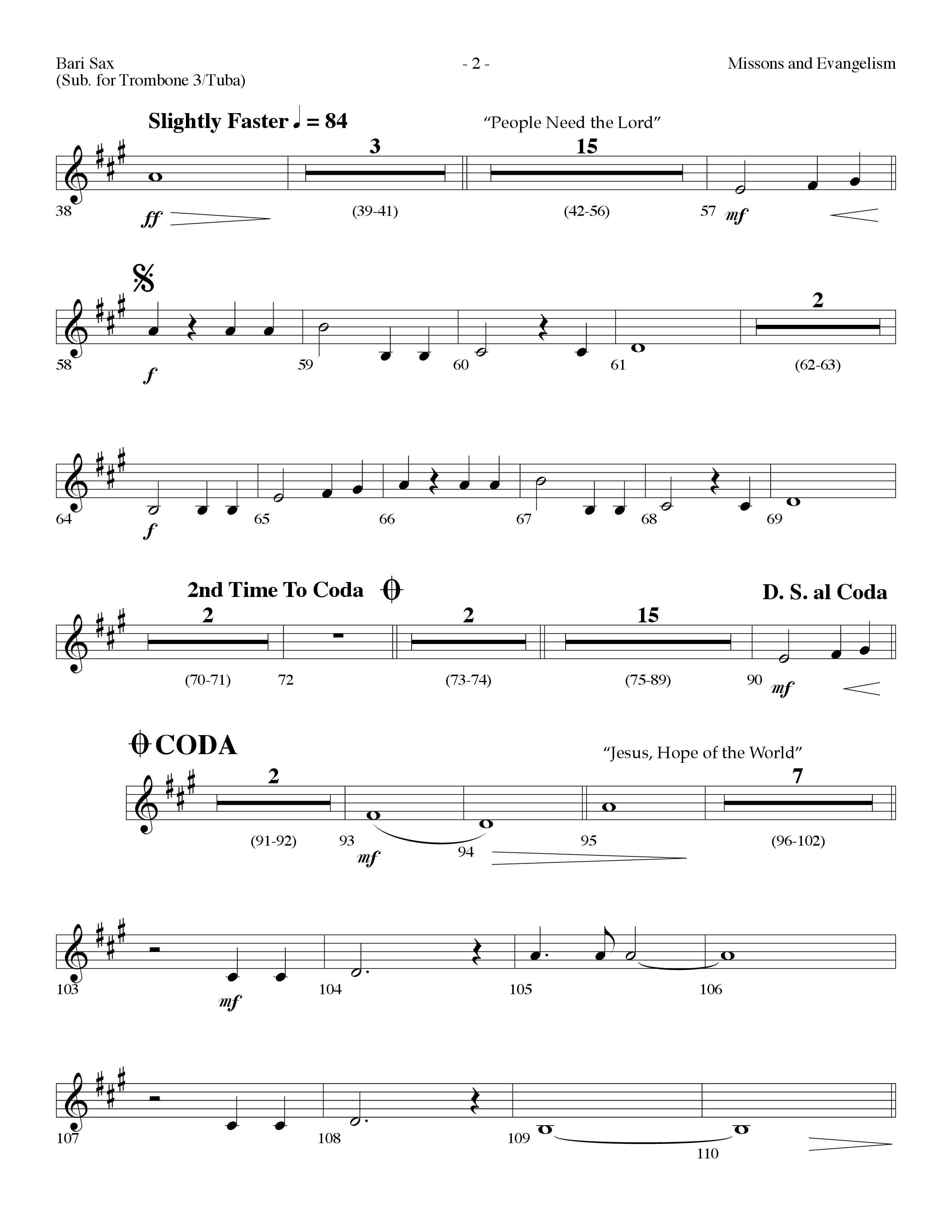 Missions And Evangelism Medley (Choral Anthem SATB) Bari Sax (Lifeway Choral / Arr. Dennis Allen)