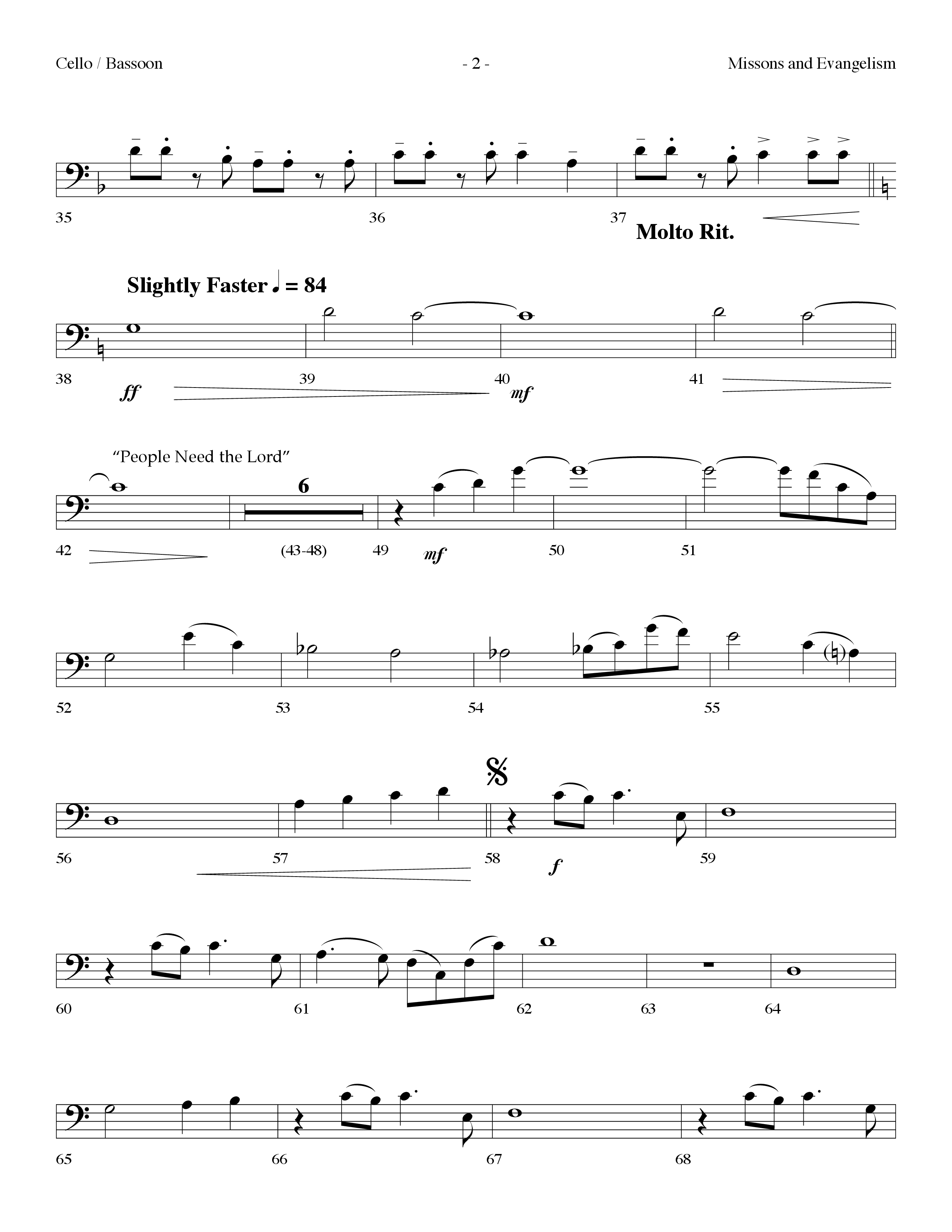 Missions And Evangelism Medley (Choral Anthem SATB) Cello (Lifeway Choral / Arr. Dennis Allen)