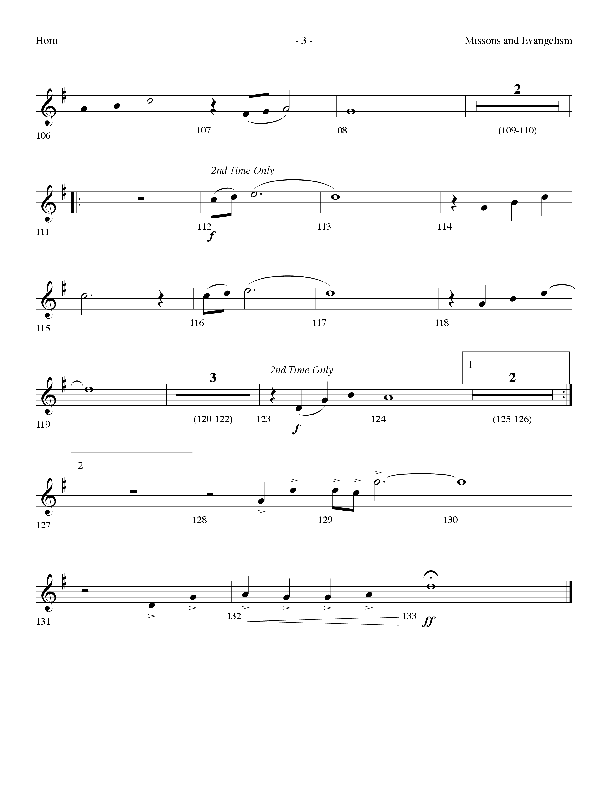 Missions And Evangelism Medley (Choral Anthem SATB) French Horn (Lifeway Choral / Arr. Dennis Allen)