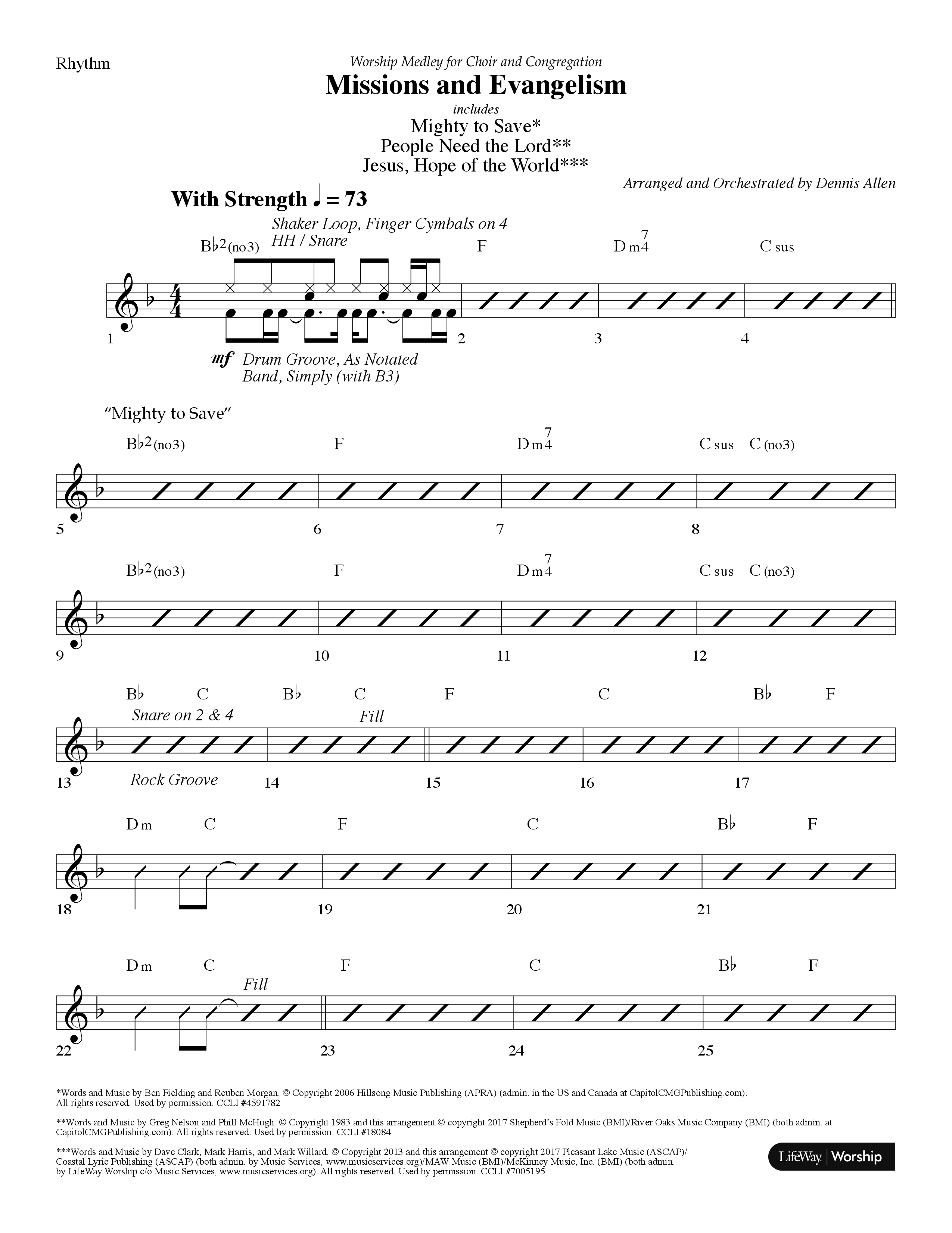 Missions And Evangelism Medley (Choral Anthem SATB) Lead Melody & Rhythm (Lifeway Choral / Arr. Dennis Allen)