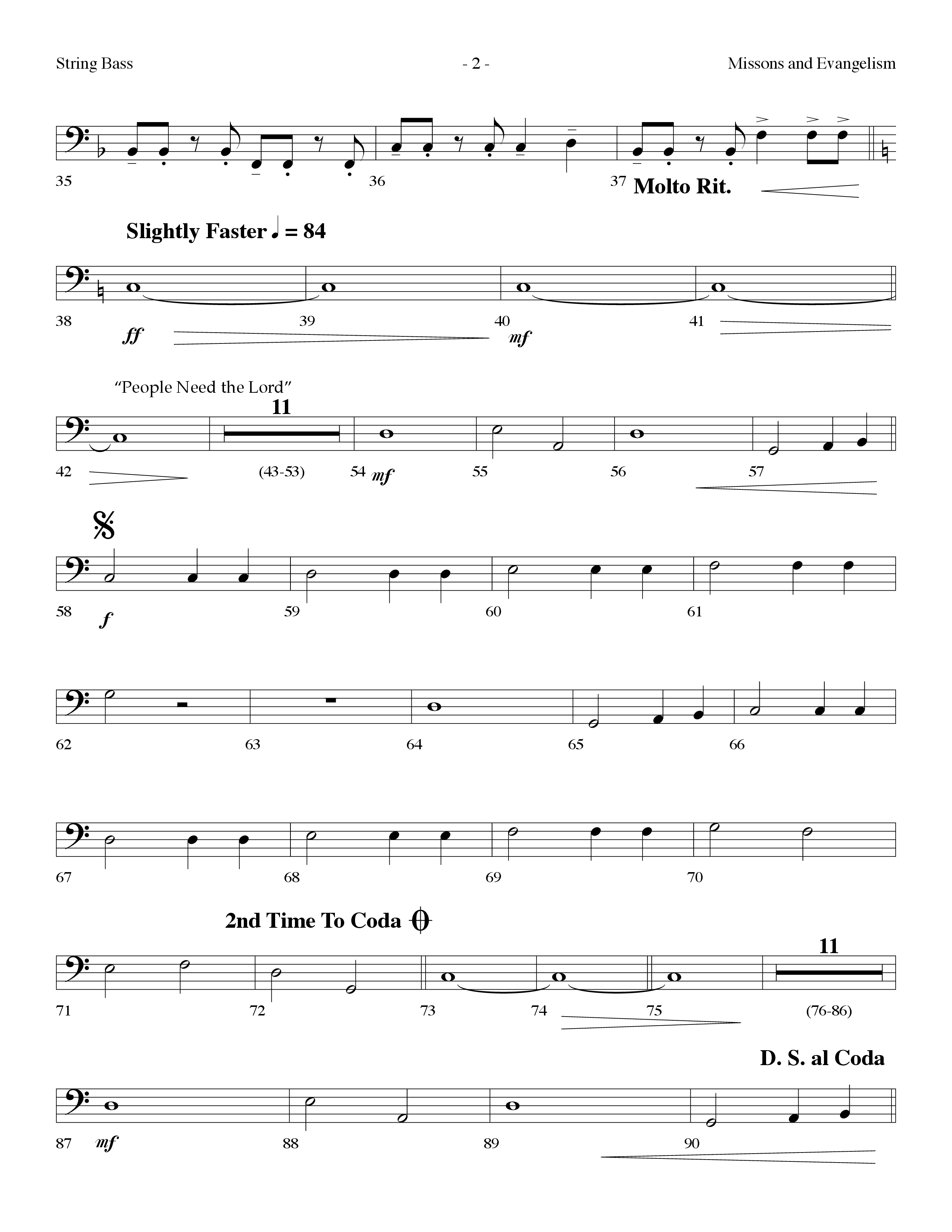 Missions And Evangelism Medley (Choral Anthem SATB) String Bass (Lifeway Choral / Arr. Dennis Allen)