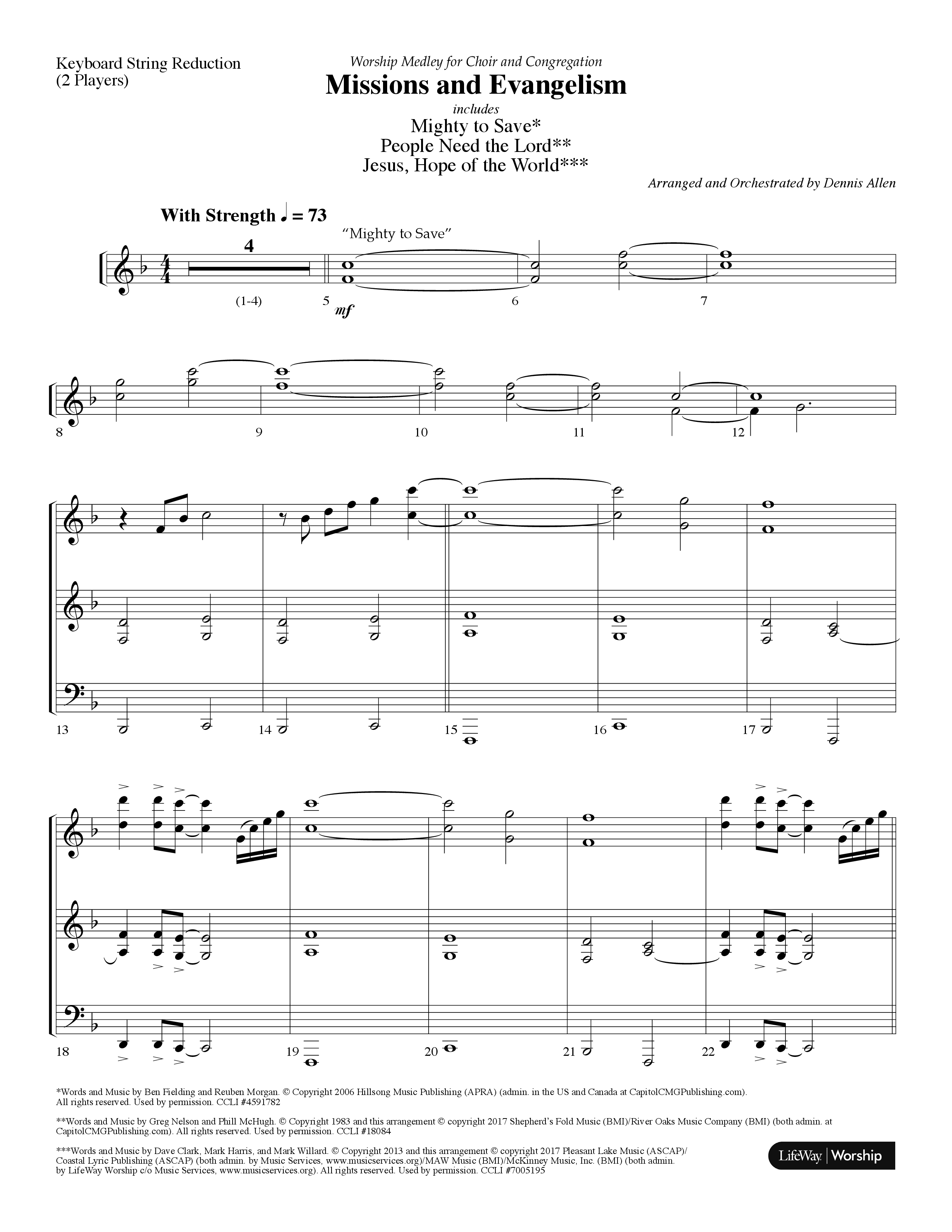 Missions And Evangelism Medley (Choral Anthem SATB) String Reduction (Lifeway Choral / Arr. Dennis Allen)
