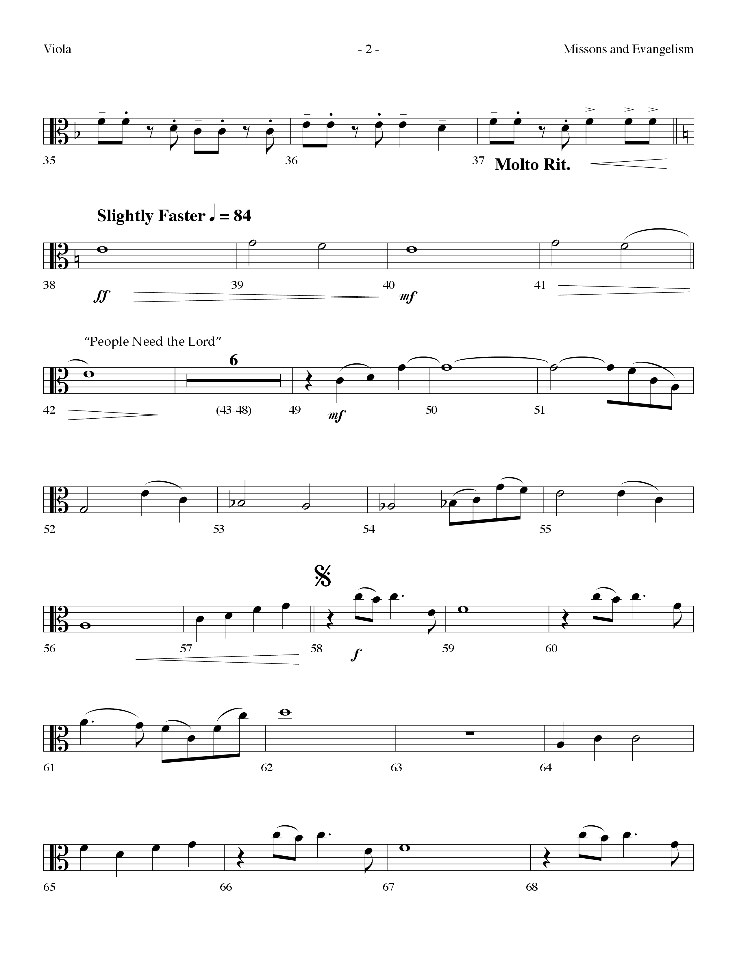 Missions And Evangelism Medley (Choral Anthem SATB) Viola (Lifeway Choral / Arr. Dennis Allen)