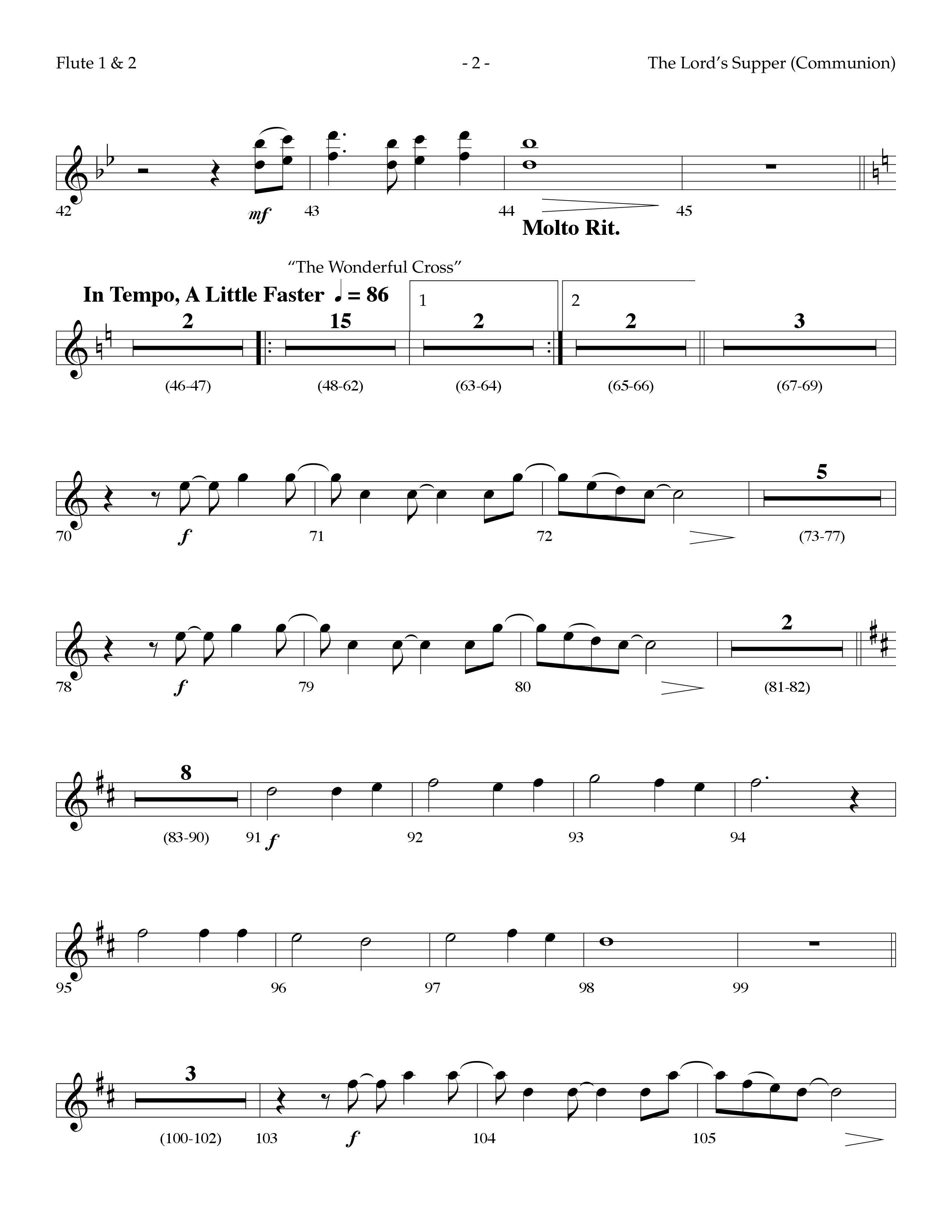 The Lord's Supper Medley (Choral Anthem SATB) Flute 1/2 (Lifeway Choral / Arr. Dennis Allen)