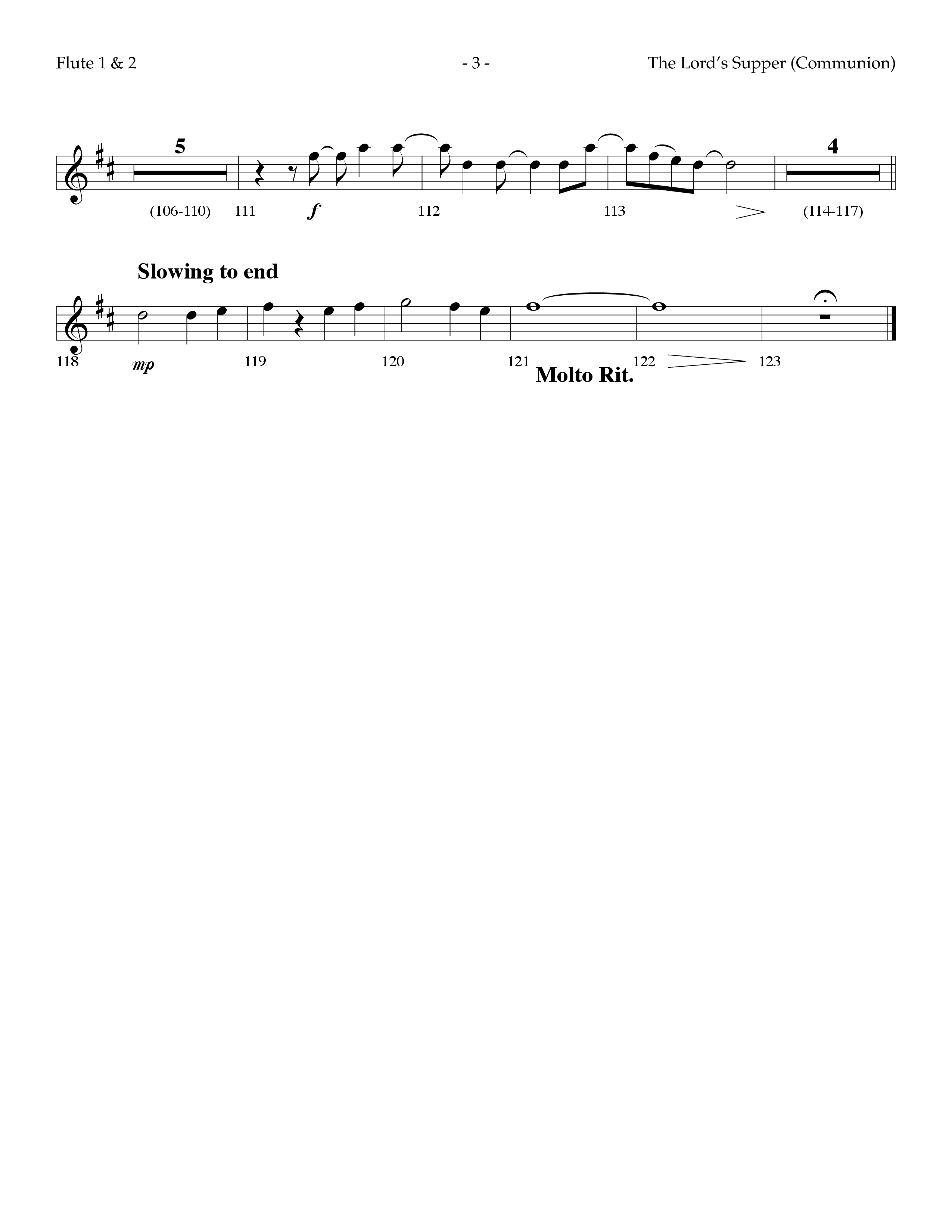 The Lord's Supper Medley (Choral Anthem SATB) Flute 1/2 (Lifeway Choral / Arr. Dennis Allen)
