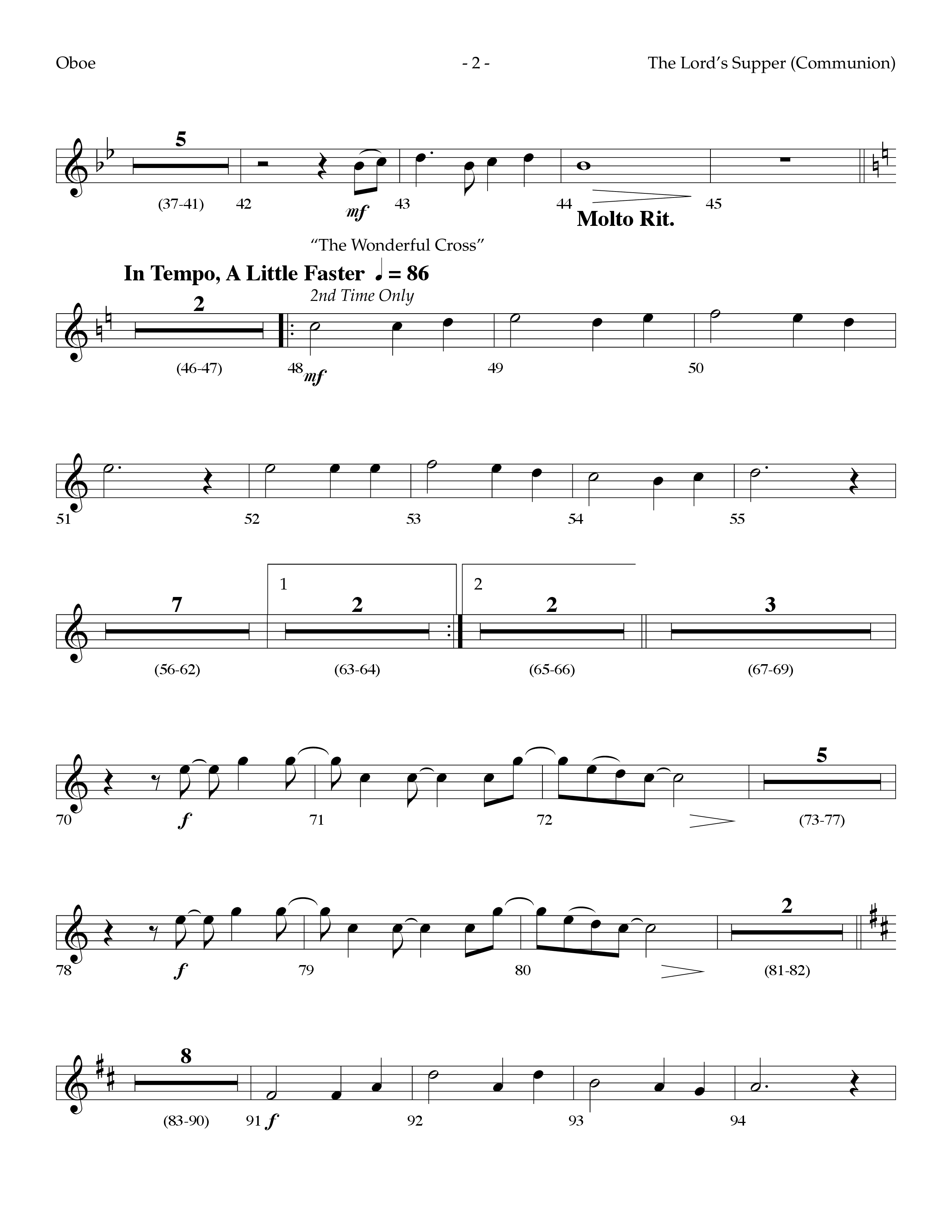 The Lord's Supper Medley (Choral Anthem SATB) Oboe (Lifeway Choral / Arr. Dennis Allen)