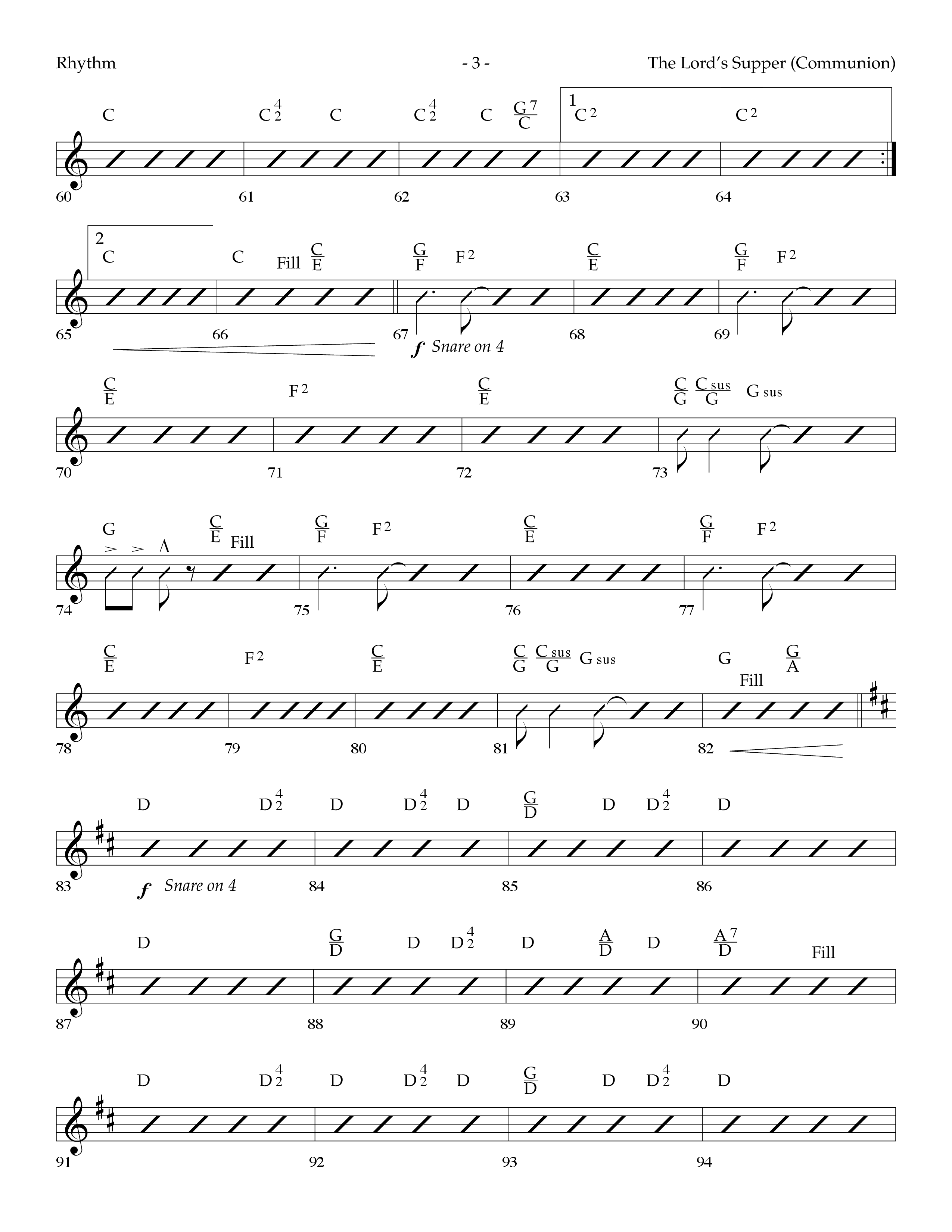 The Lord's Supper Medley (Choral Anthem SATB) Rhythm Chart (Lifeway Choral / Arr. Dennis Allen)