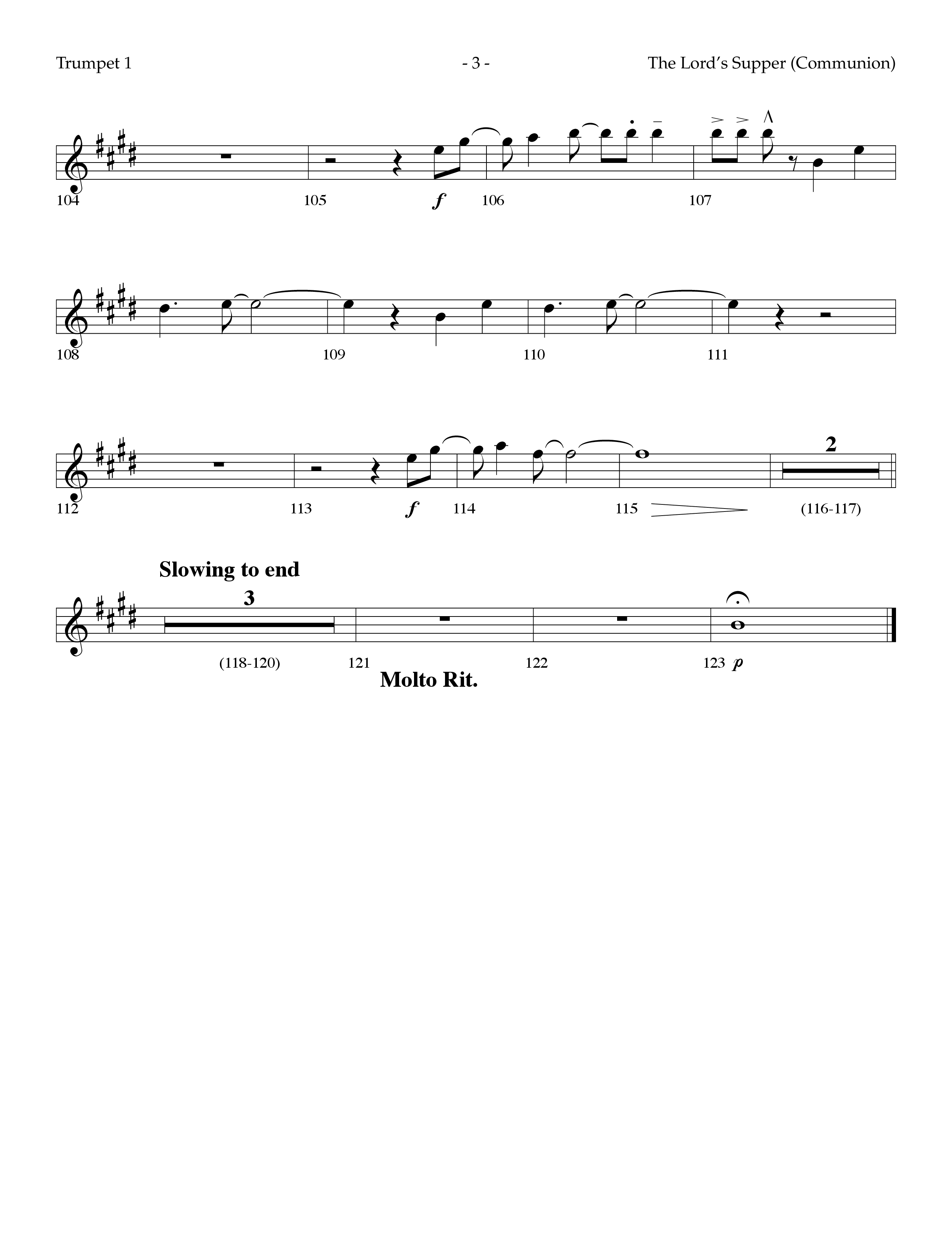The Lord's Supper Medley (Choral Anthem SATB) Trumpet 1 (Lifeway Choral / Arr. Dennis Allen)