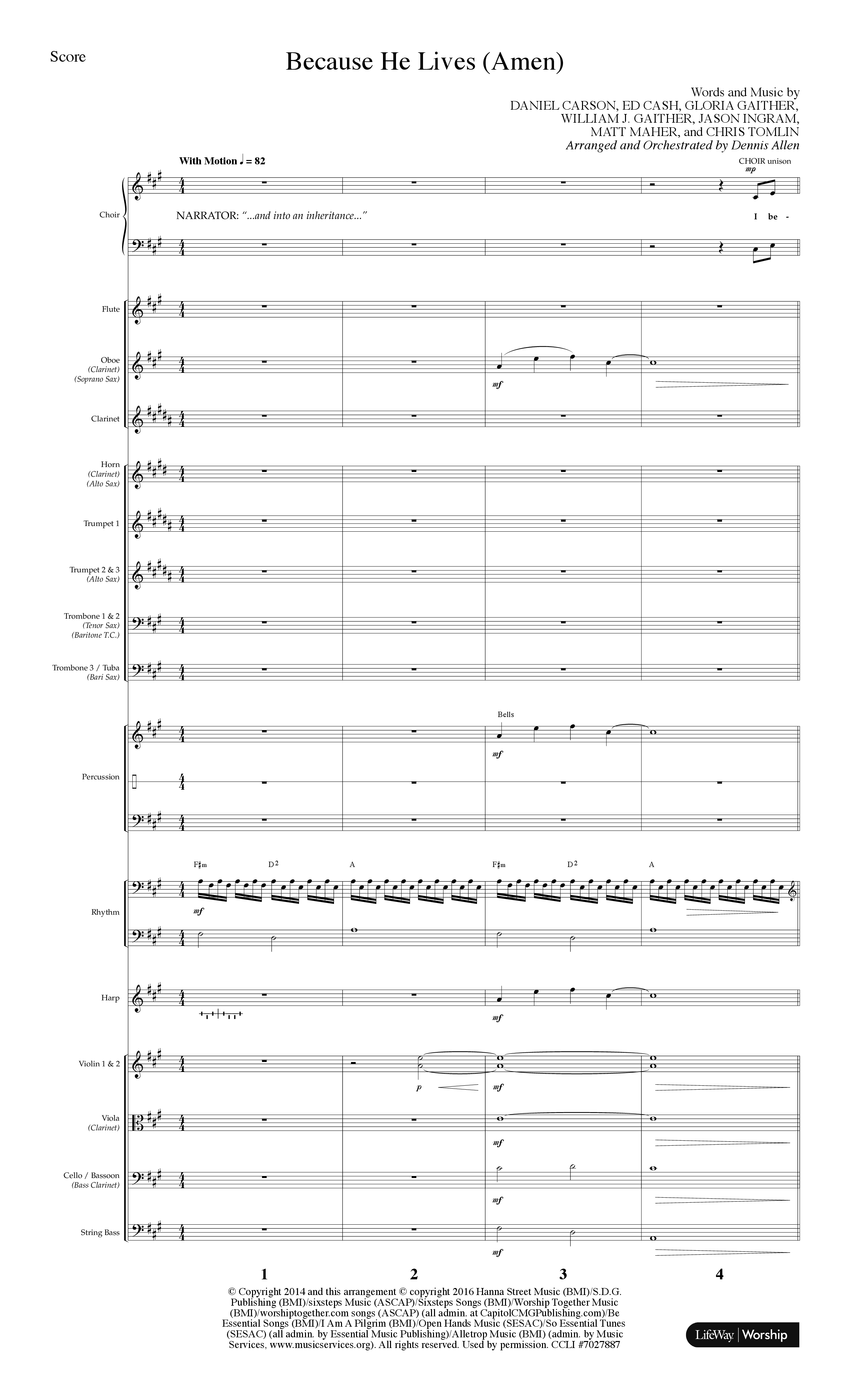 Because He Lives (7 Song Choral Collection) Song 2 (Orchestration) (Lifeway Choral / Arr. Dennis Allen)