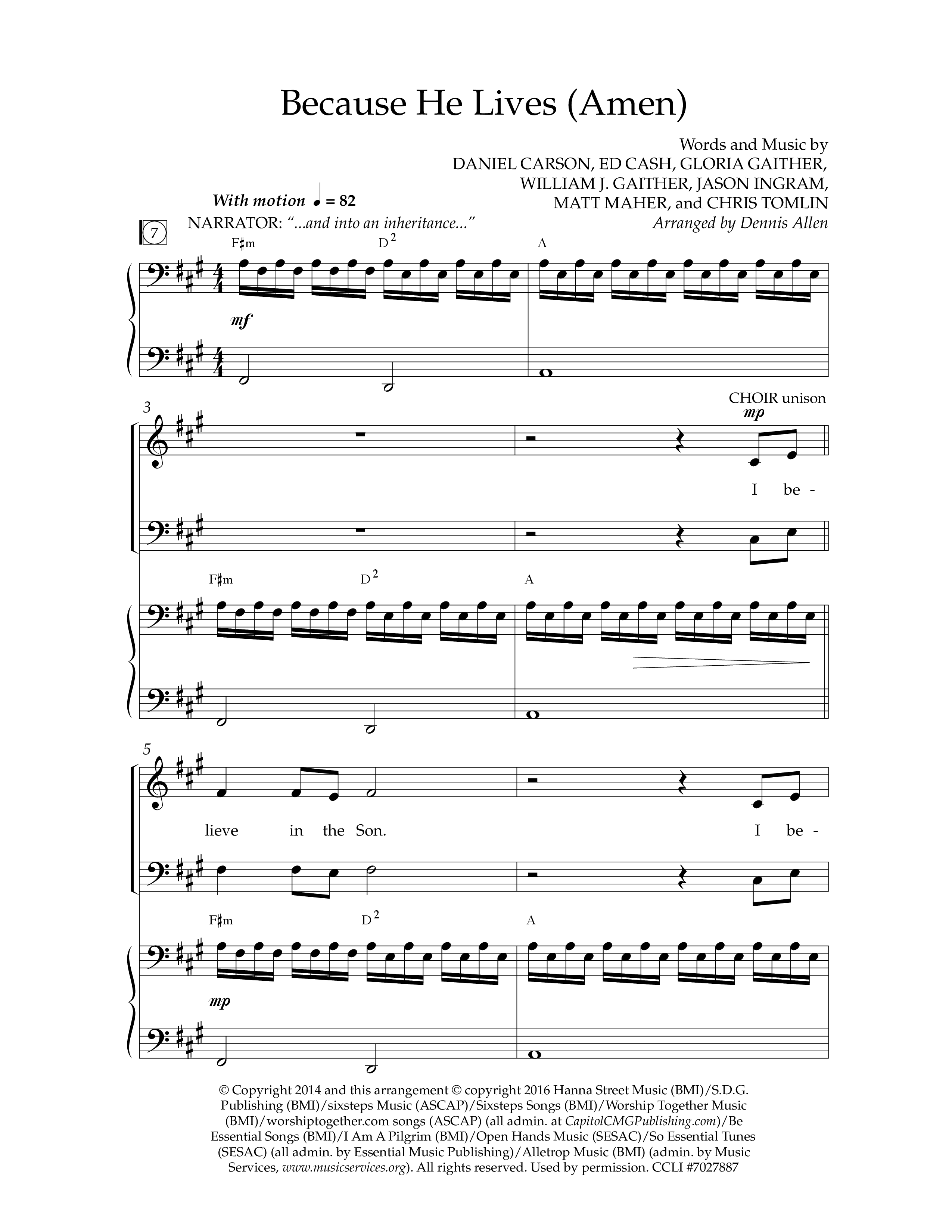 Because He Lives (7 Song Choral Collection) Song 2 (Piano SATB) (Lifeway Choral / Arr. Dennis Allen)