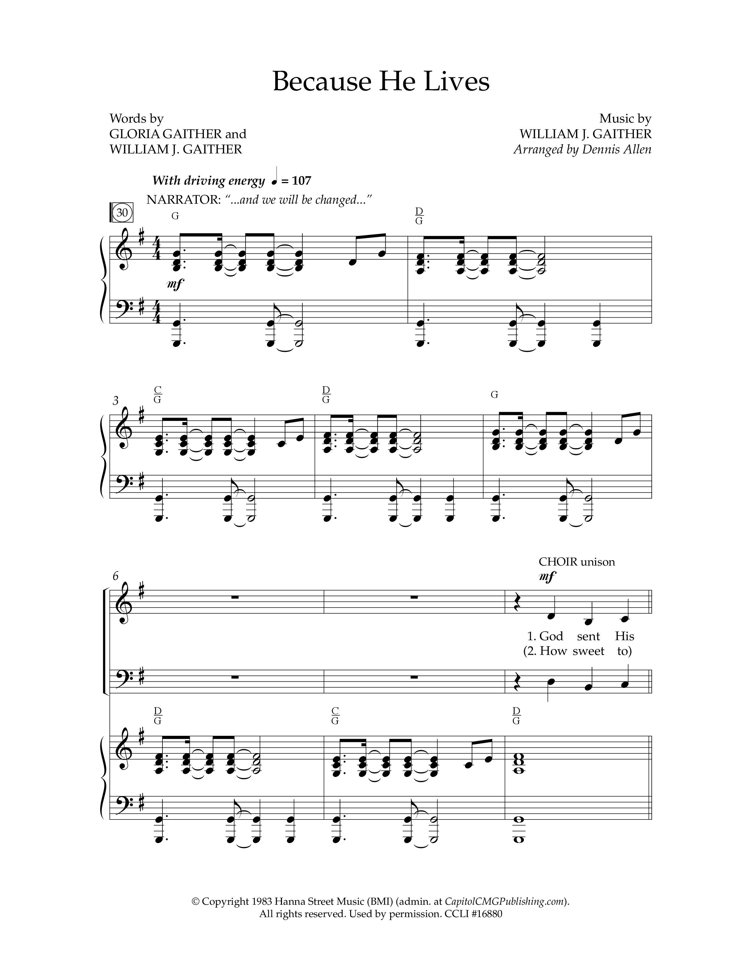 Because He Lives (7 Song Choral Collection) Song 6 (Piano SATB) (Lifeway Choral / Arr. Dennis Allen)