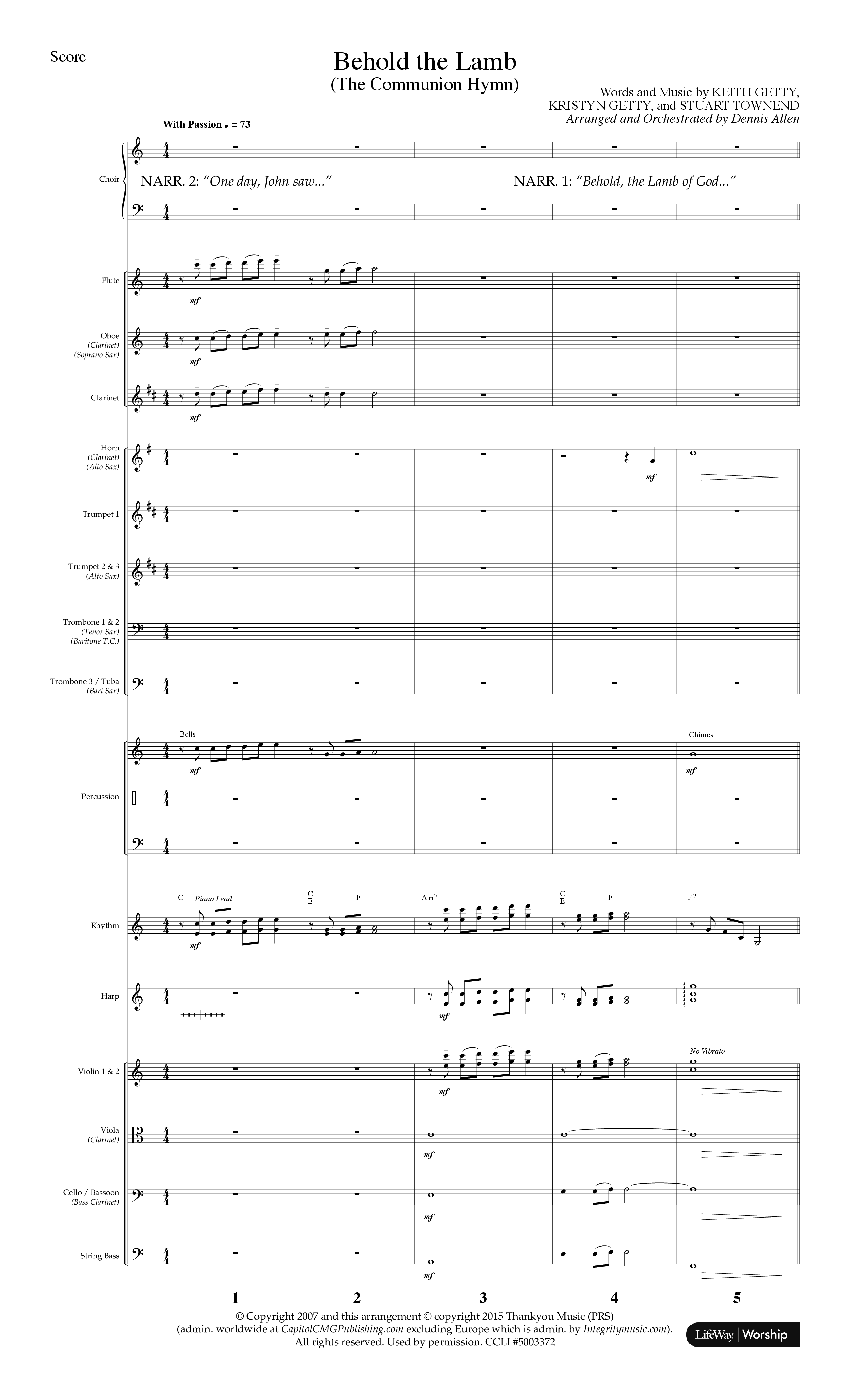 Behold The Lamb (7 Song Choral Collection) Song 3 (Orchestration) (Lifeway Choral / Arr. Dennis Allen)