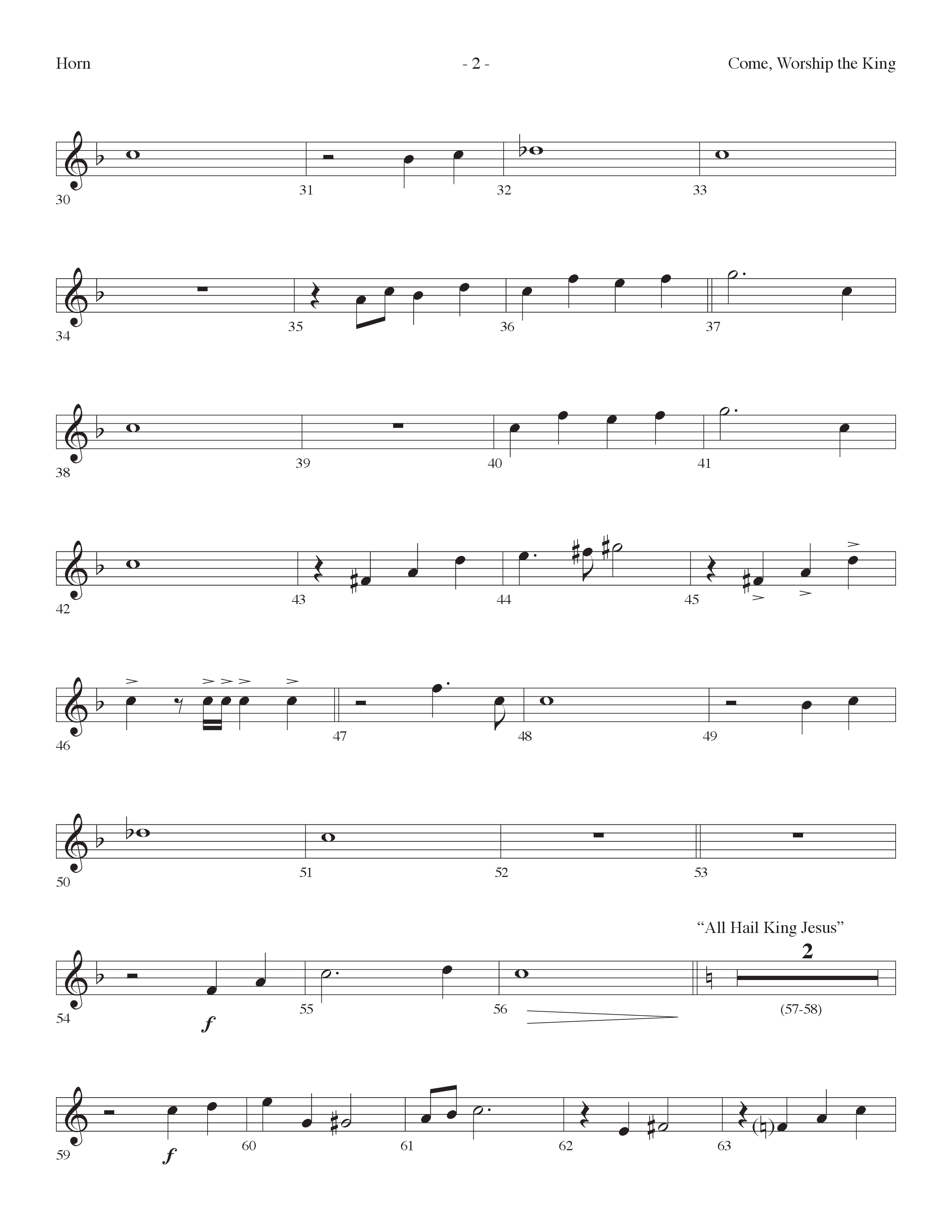 Come Worship The King (Choral Anthem SATB) French Horn (Lifeway Choral / Arr. Dennis Allen)
