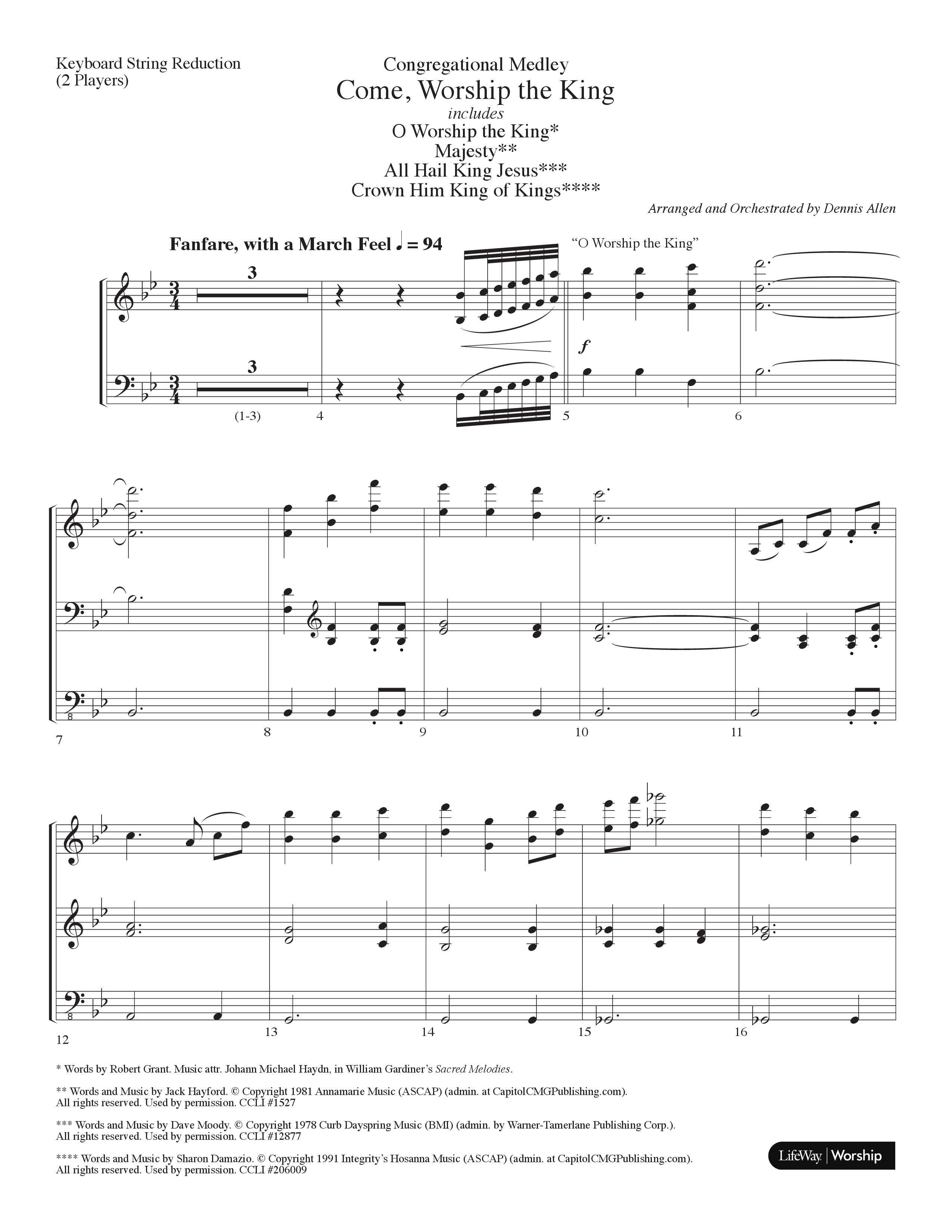 Come Worship The King (Choral Anthem SATB) String Reduction (Lifeway Choral / Arr. Dennis Allen)