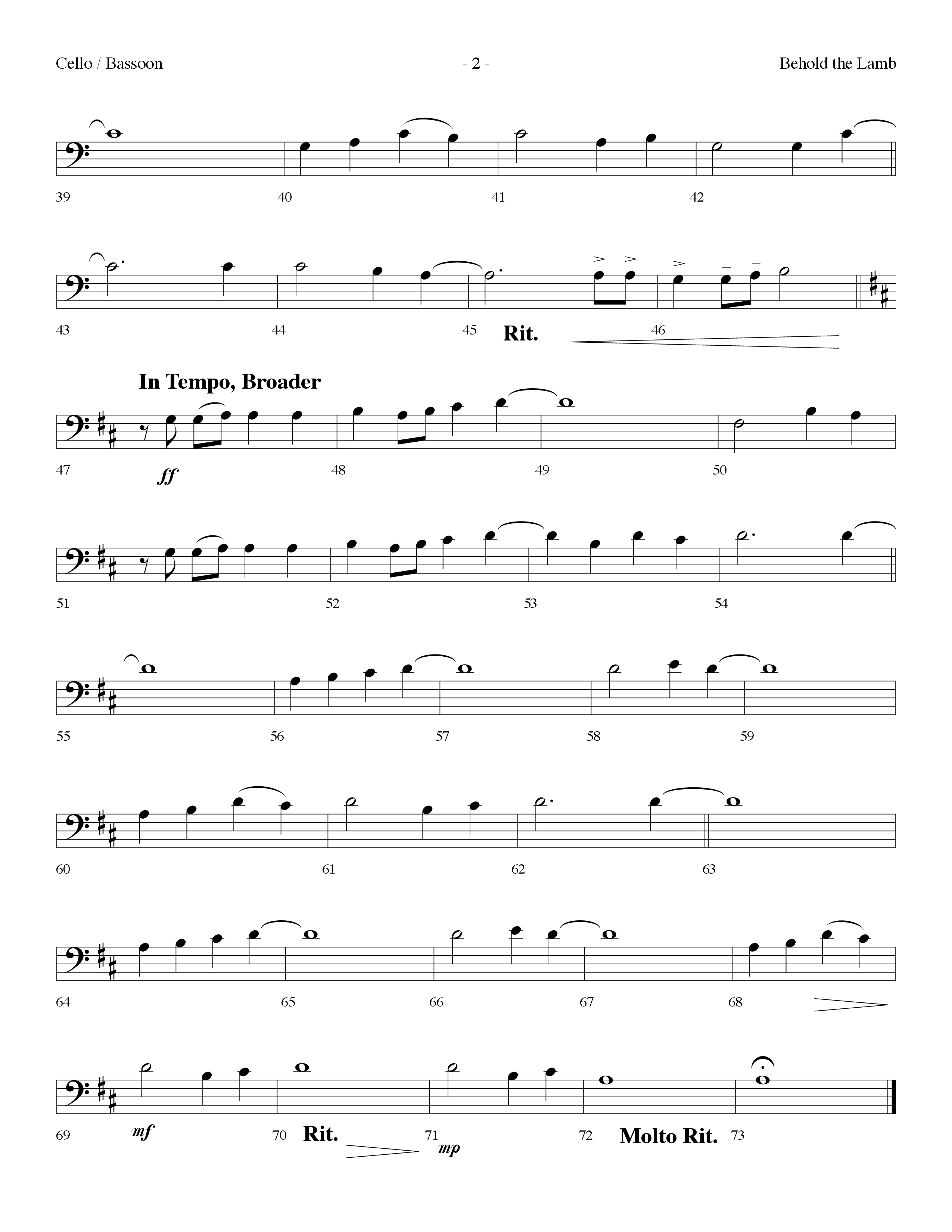Behold The Lamb (Communion Hymn) (Choral Anthem SATB) Cello (Lifeway Choral / Arr. Dennis Allen)