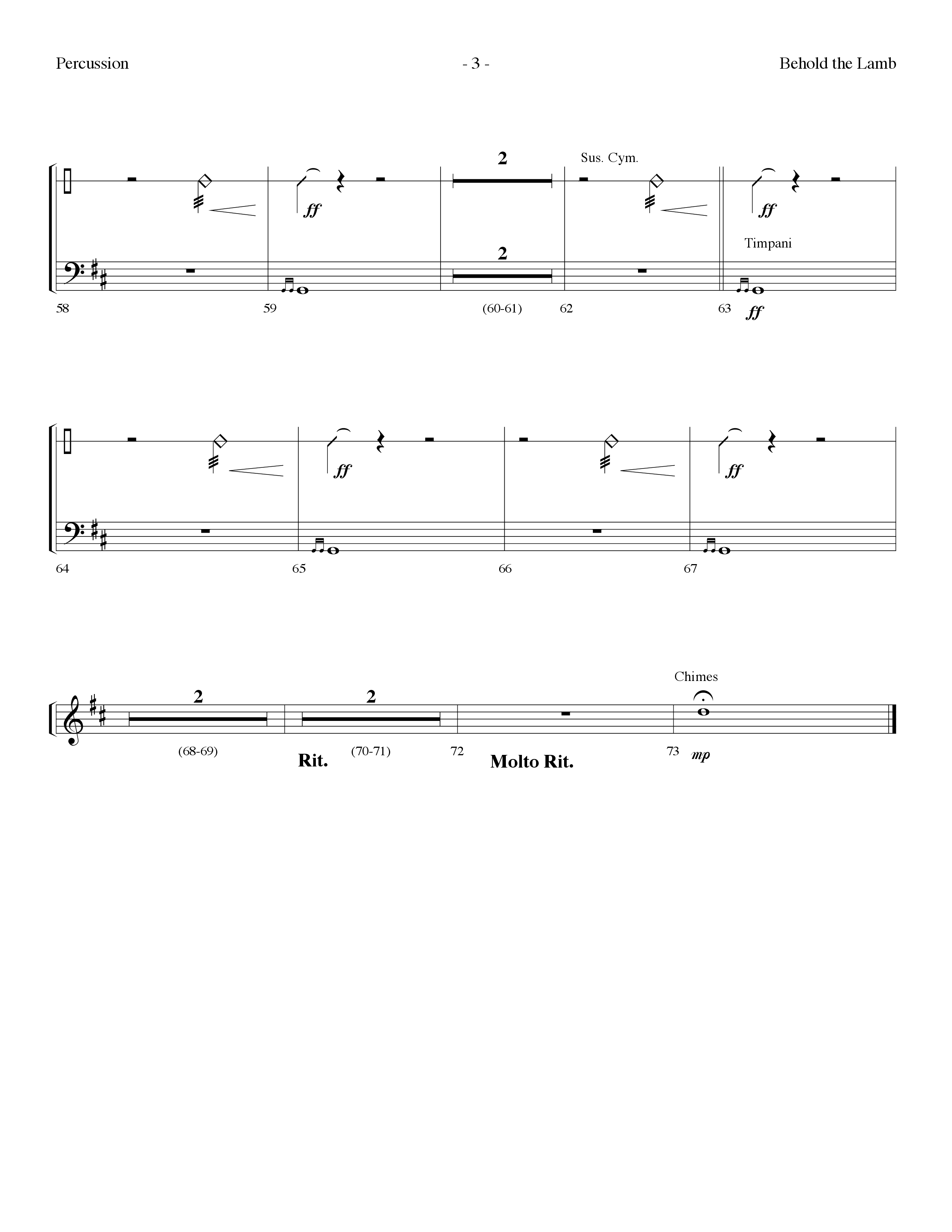 Behold The Lamb (Communion Hymn) (Choral Anthem SATB) Percussion (Lifeway Choral / Arr. Dennis Allen)