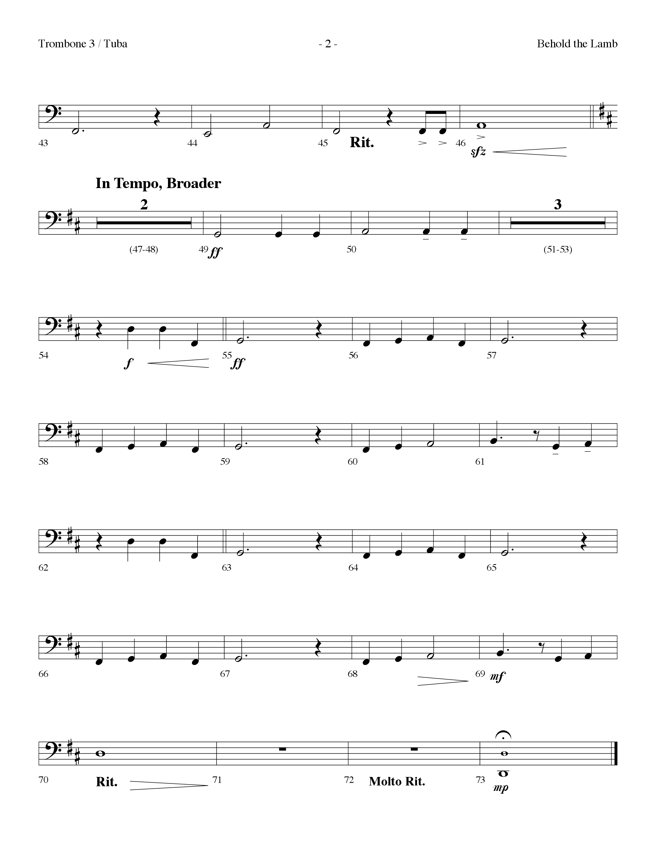 Behold The Lamb (Communion Hymn) (Choral Anthem SATB) Trombone 3/Tuba (Lifeway Choral / Arr. Dennis Allen)