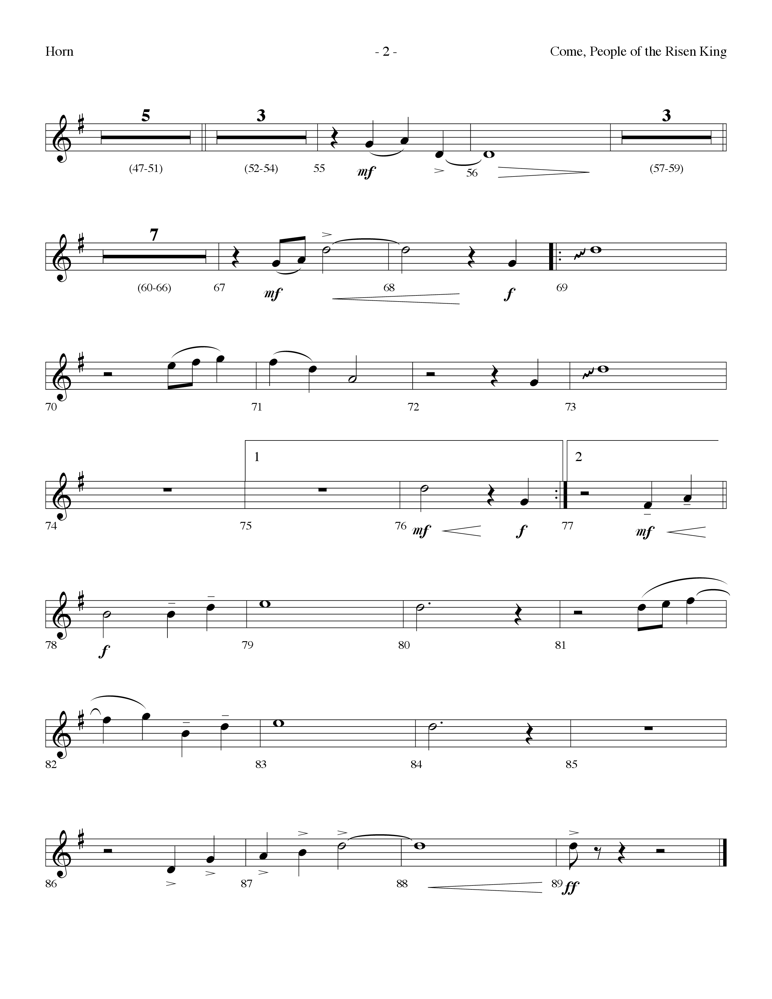 Come People Of The Risen King (Choral Anthem SATB) French Horn (Lifeway Choral / Arr. Dennis Allen)