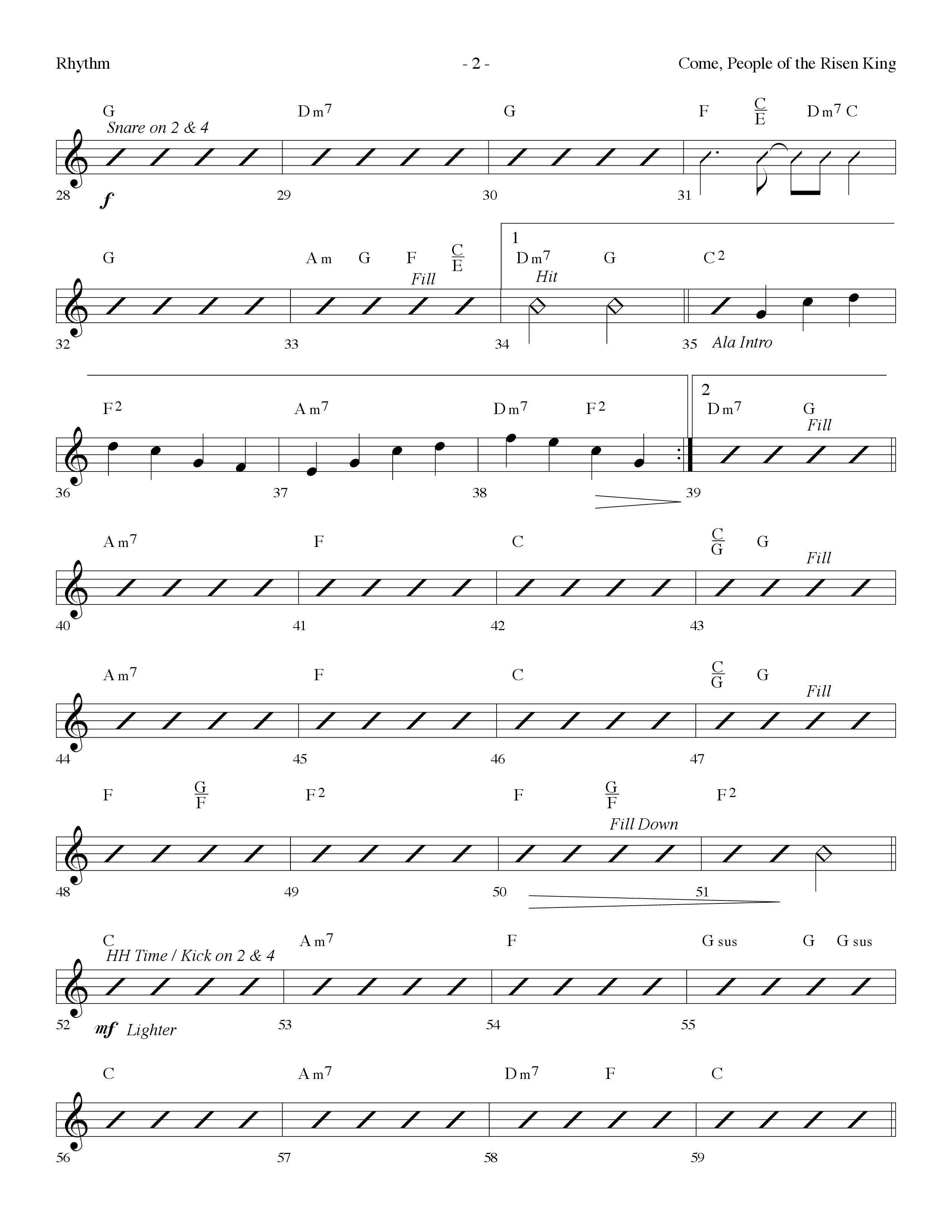 Come People Of The Risen King (Choral Anthem SATB) Rhythm Chart (Lifeway Choral / Arr. Dennis Allen)