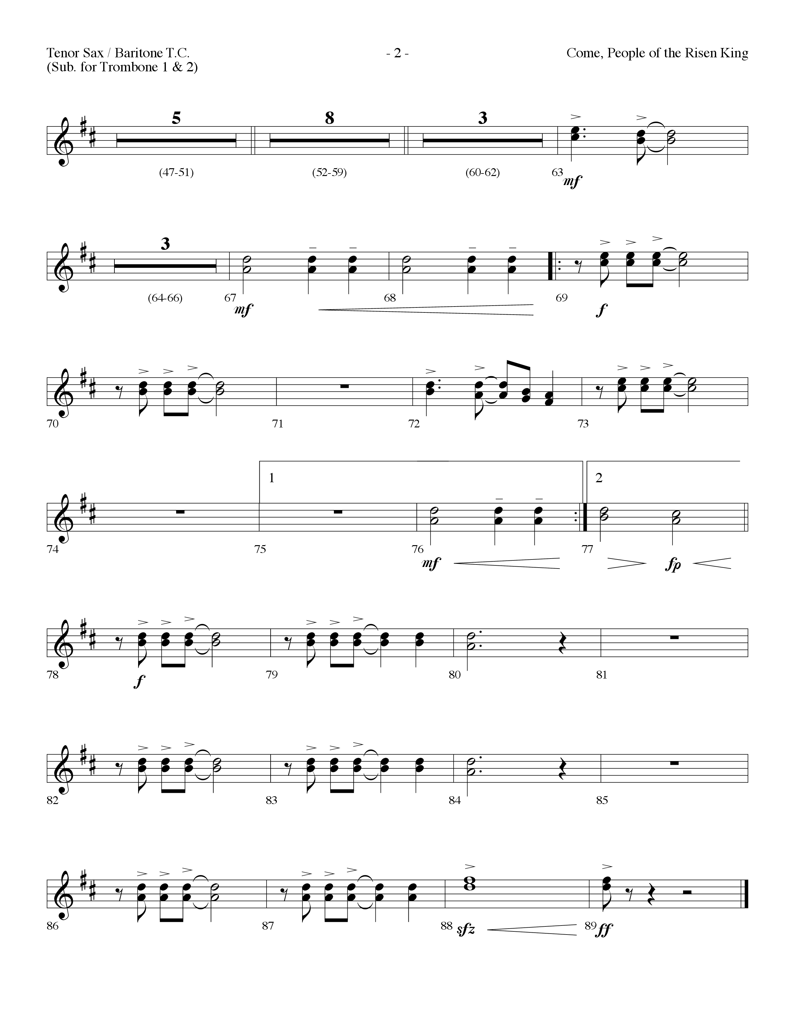 Come People Of The Risen King (Choral Anthem SATB) Tenor Sax/Baritone T.C. (Lifeway Choral / Arr. Dennis Allen)