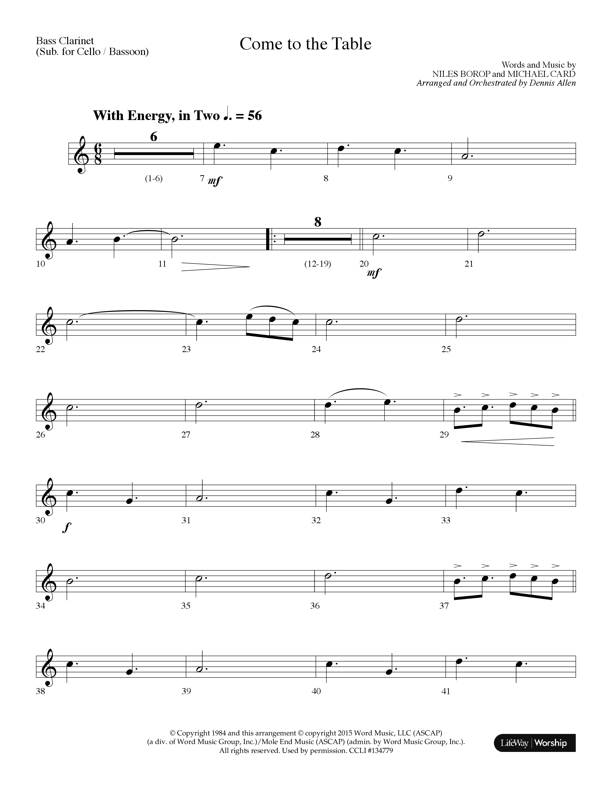 Come To The Table (Choral Anthem SATB) Bass Clarinet (Lifeway Choral / Arr. Dennis Allen)