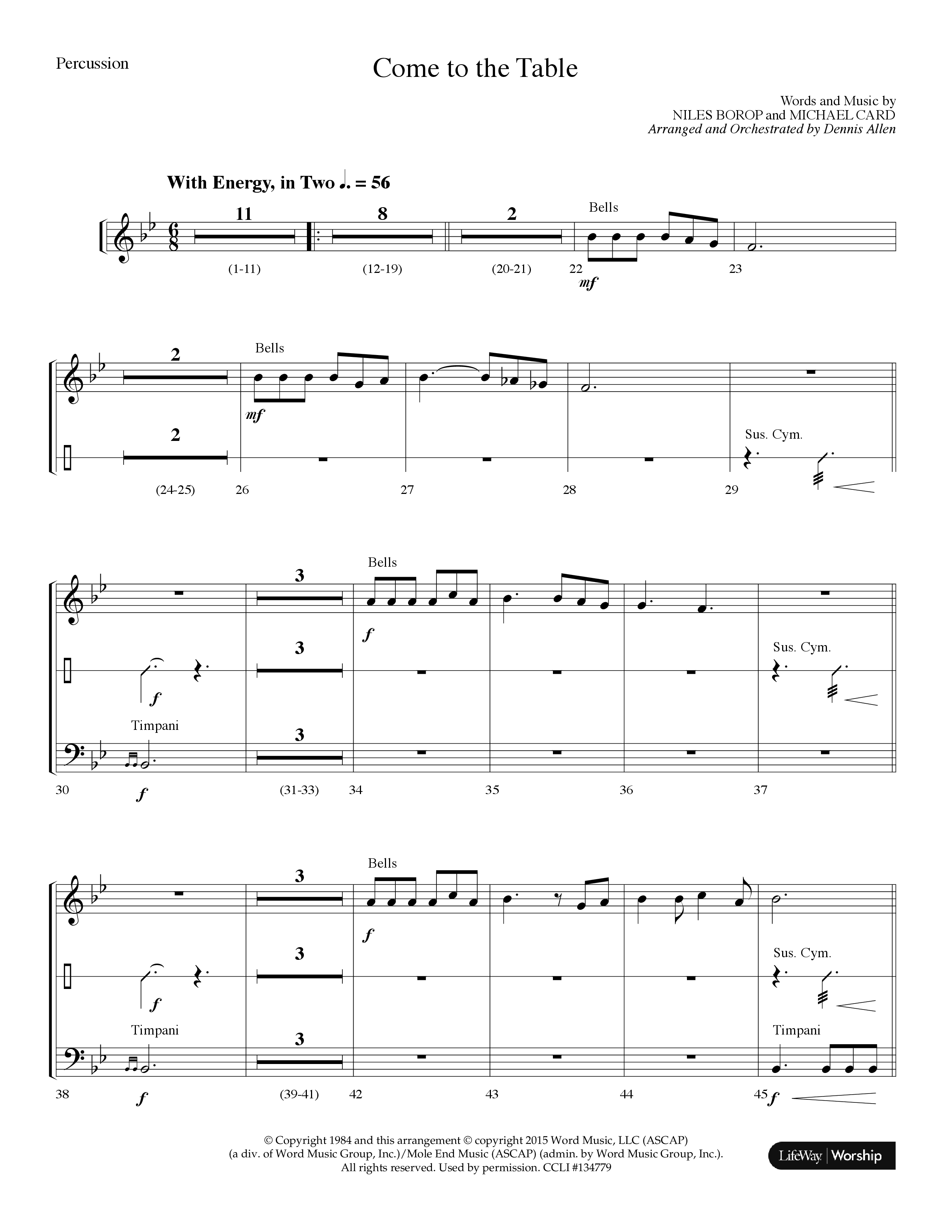 Come To The Table (Choral Anthem SATB) Percussion (Lifeway Choral / Arr. Dennis Allen)