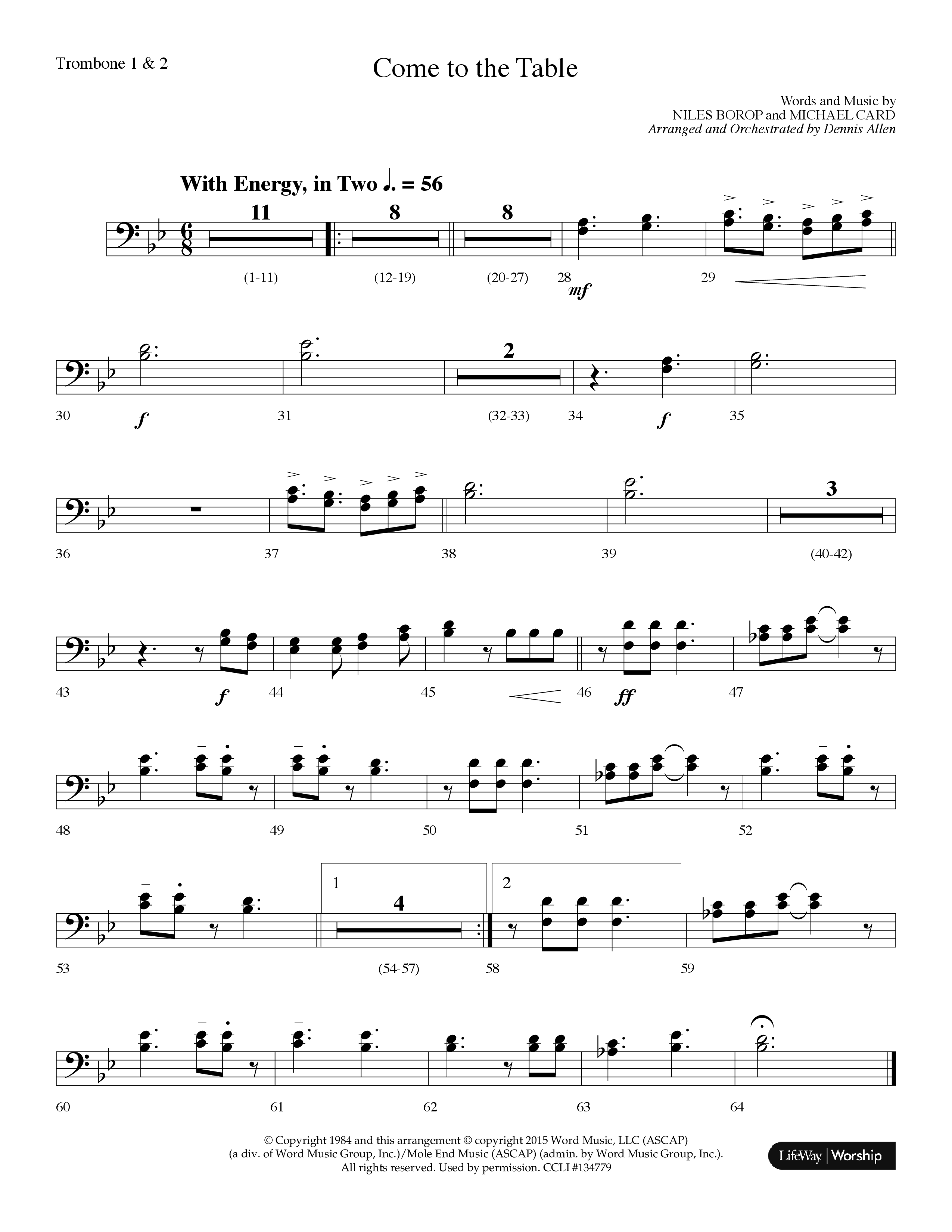 Come To The Table (Choral Anthem SATB) Trombone 1/2 (Lifeway Choral / Arr. Dennis Allen)