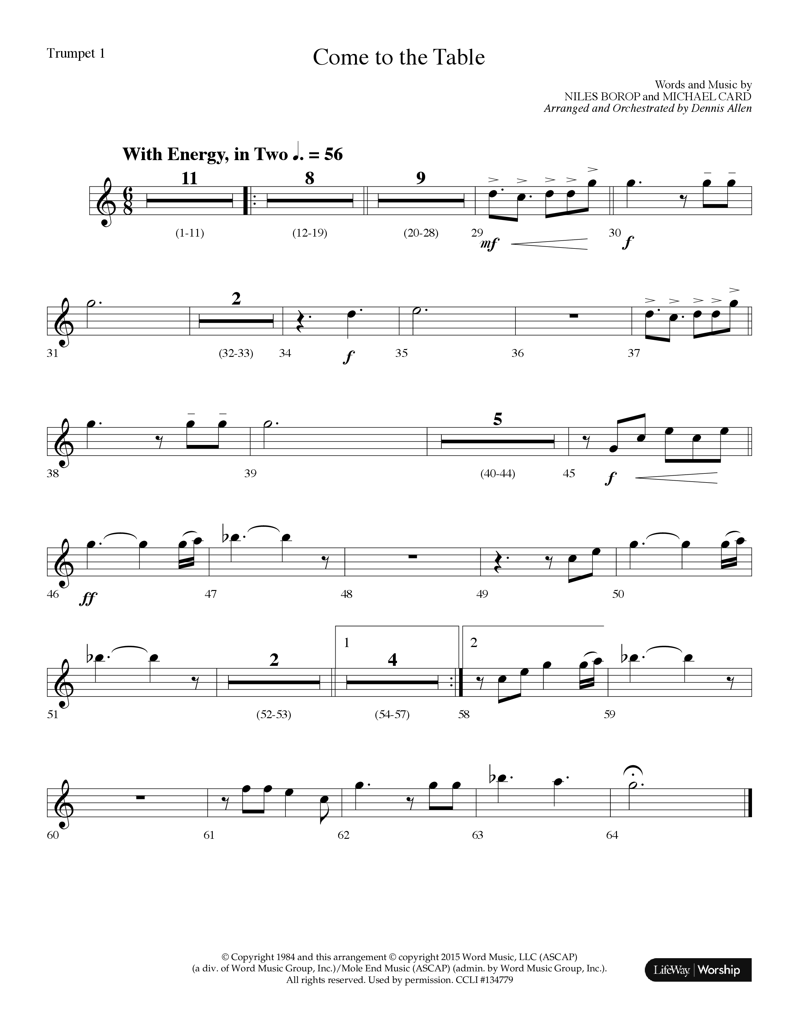 Come To The Table (Choral Anthem SATB) Trumpet 1 (Lifeway Choral / Arr. Dennis Allen)