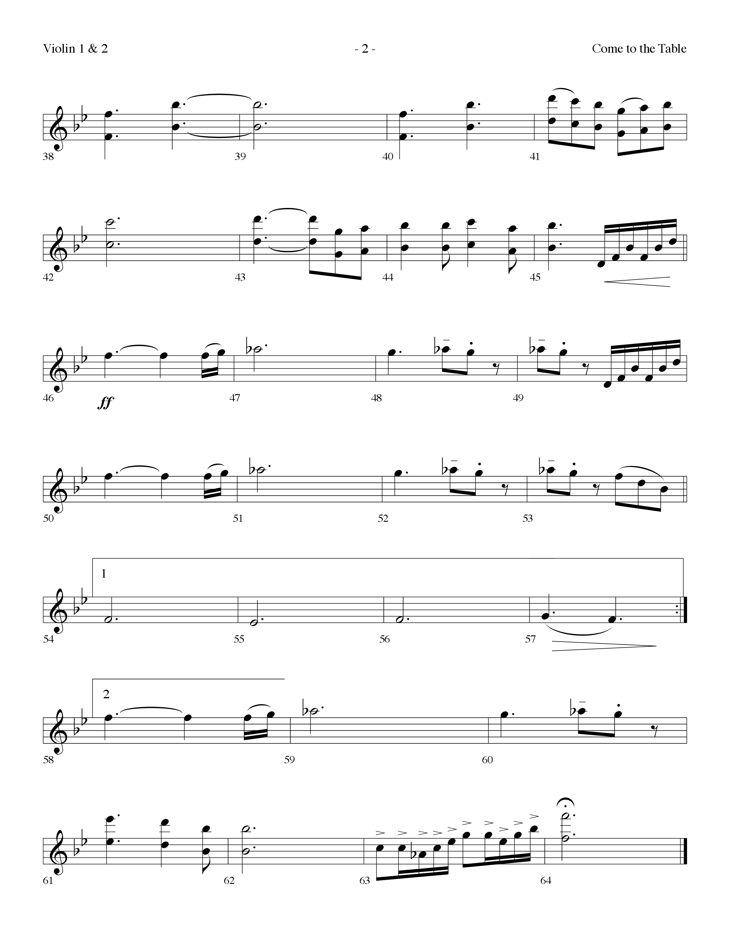 Come To The Table (Choral Anthem SATB) Violin 1/2 (Lifeway Choral / Arr. Dennis Allen)