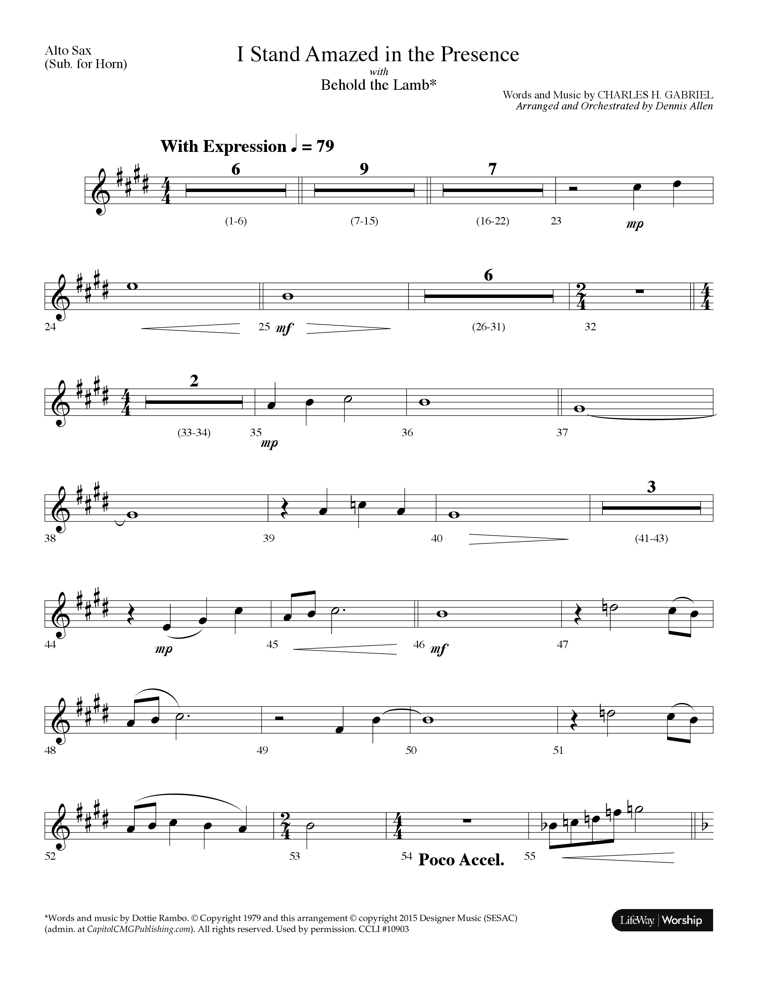 I Stand Amazed In The Presence (with Behold The Lamb) (Choral Anthem SATB) Alto Sax (Lifeway Choral / Arr. Dennis Allen)