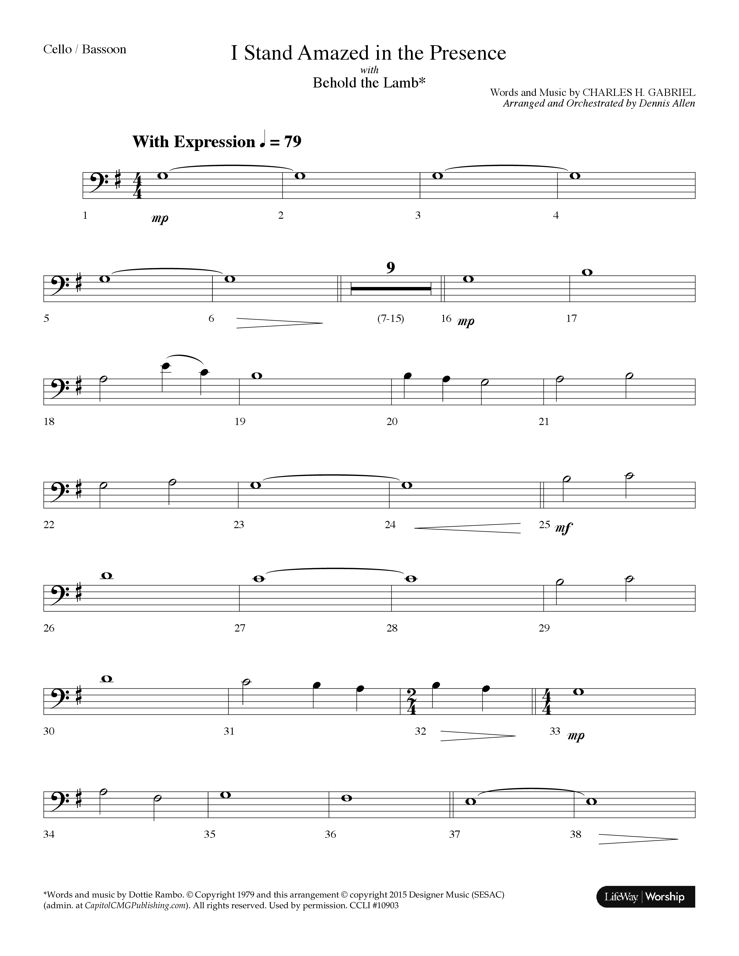 I Stand Amazed In The Presence (with Behold The Lamb) (Choral Anthem SATB) Cello (Lifeway Choral / Arr. Dennis Allen)