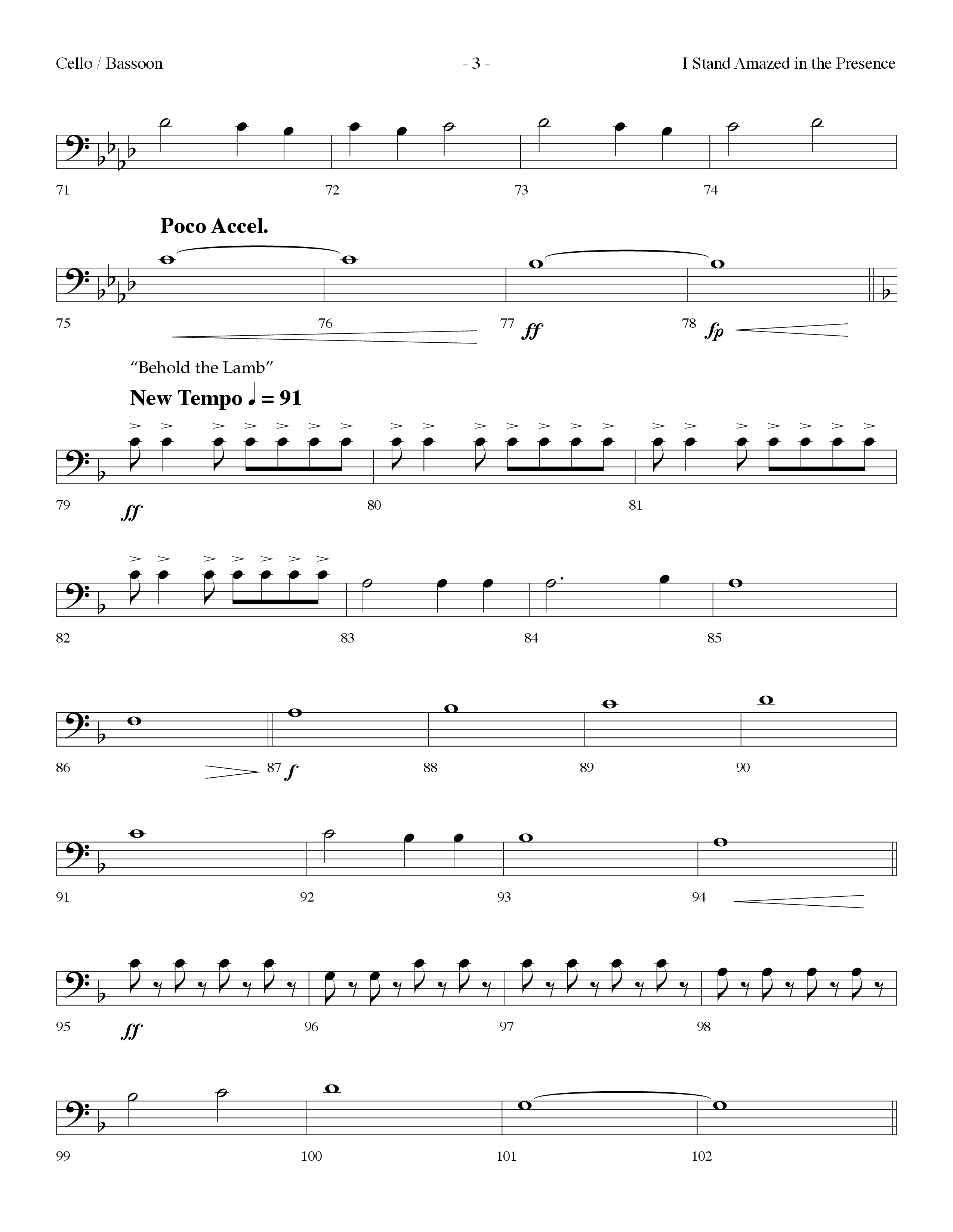 I Stand Amazed In The Presence (with Behold The Lamb) (Choral Anthem SATB) Cello (Lifeway Choral / Arr. Dennis Allen)